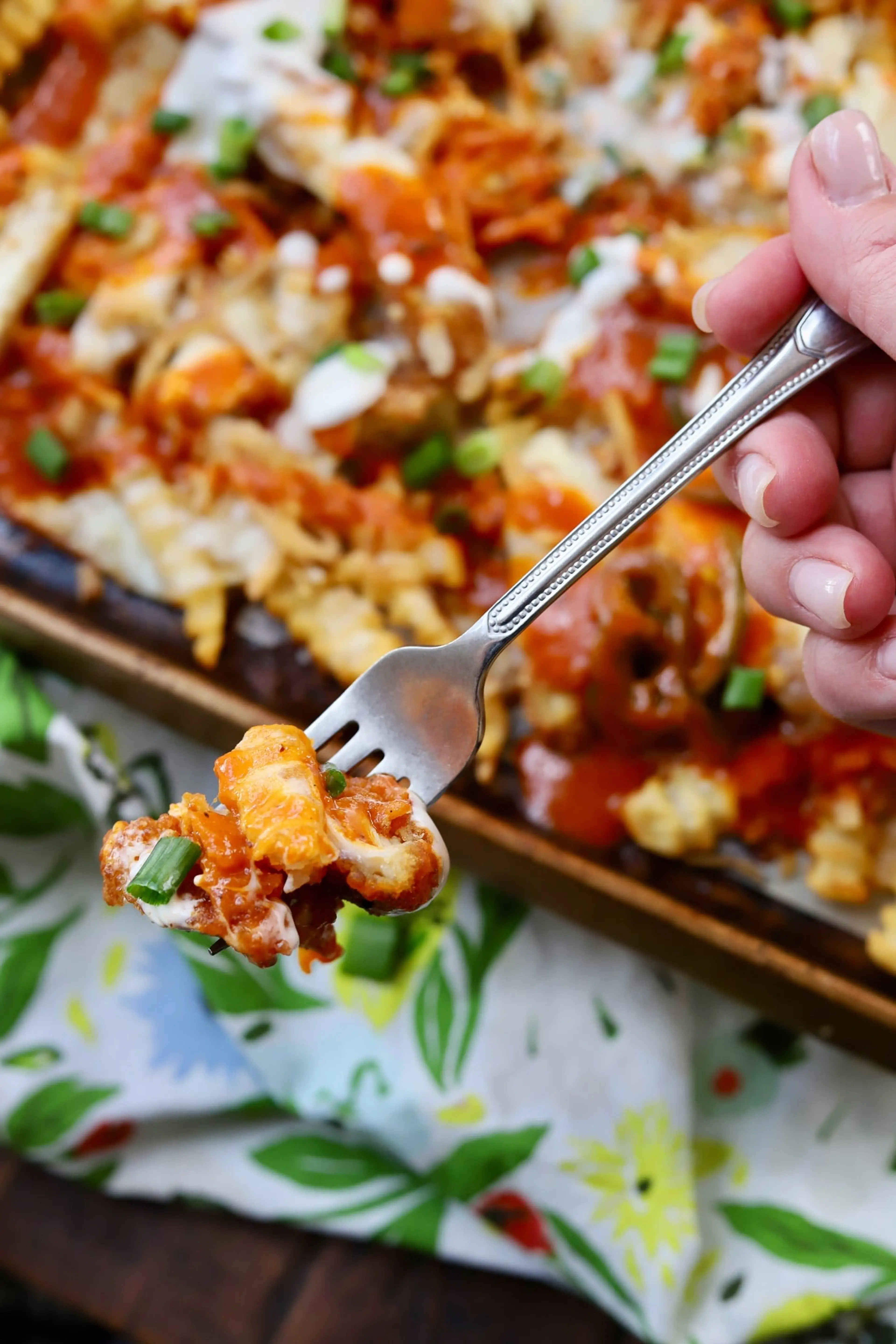Super Crunchy Buffalo Chicken Loaded Fries