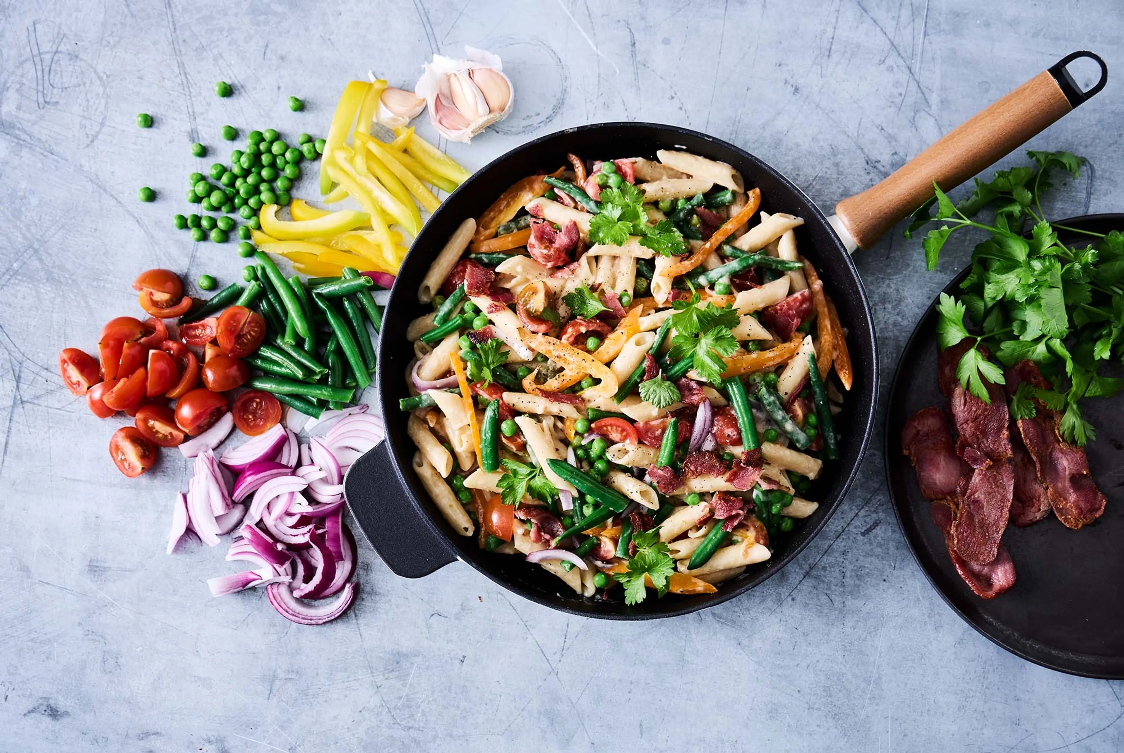 Enkel one pot-pasta med bacon