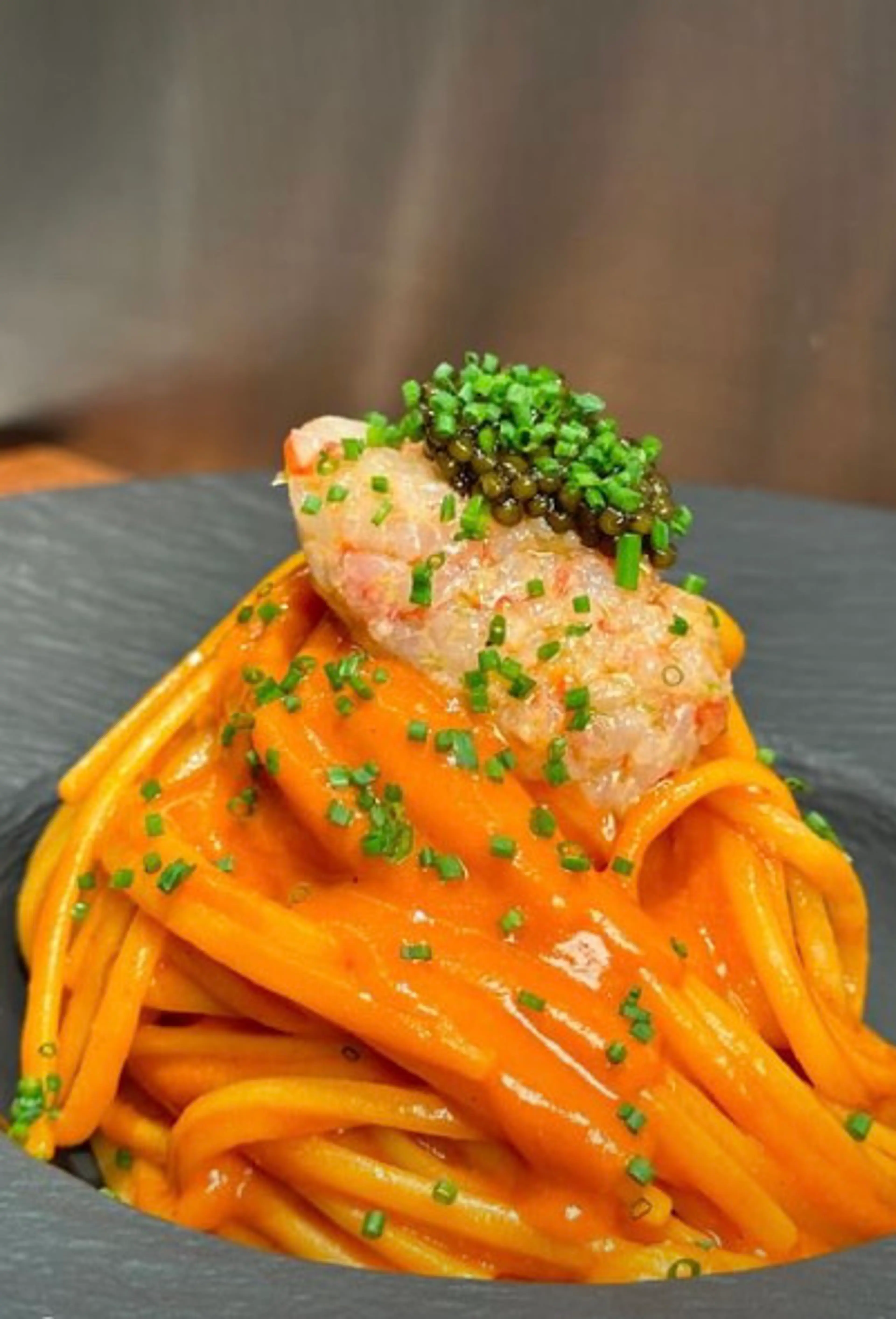 Red Prawn linguine W/Carabinero tartare