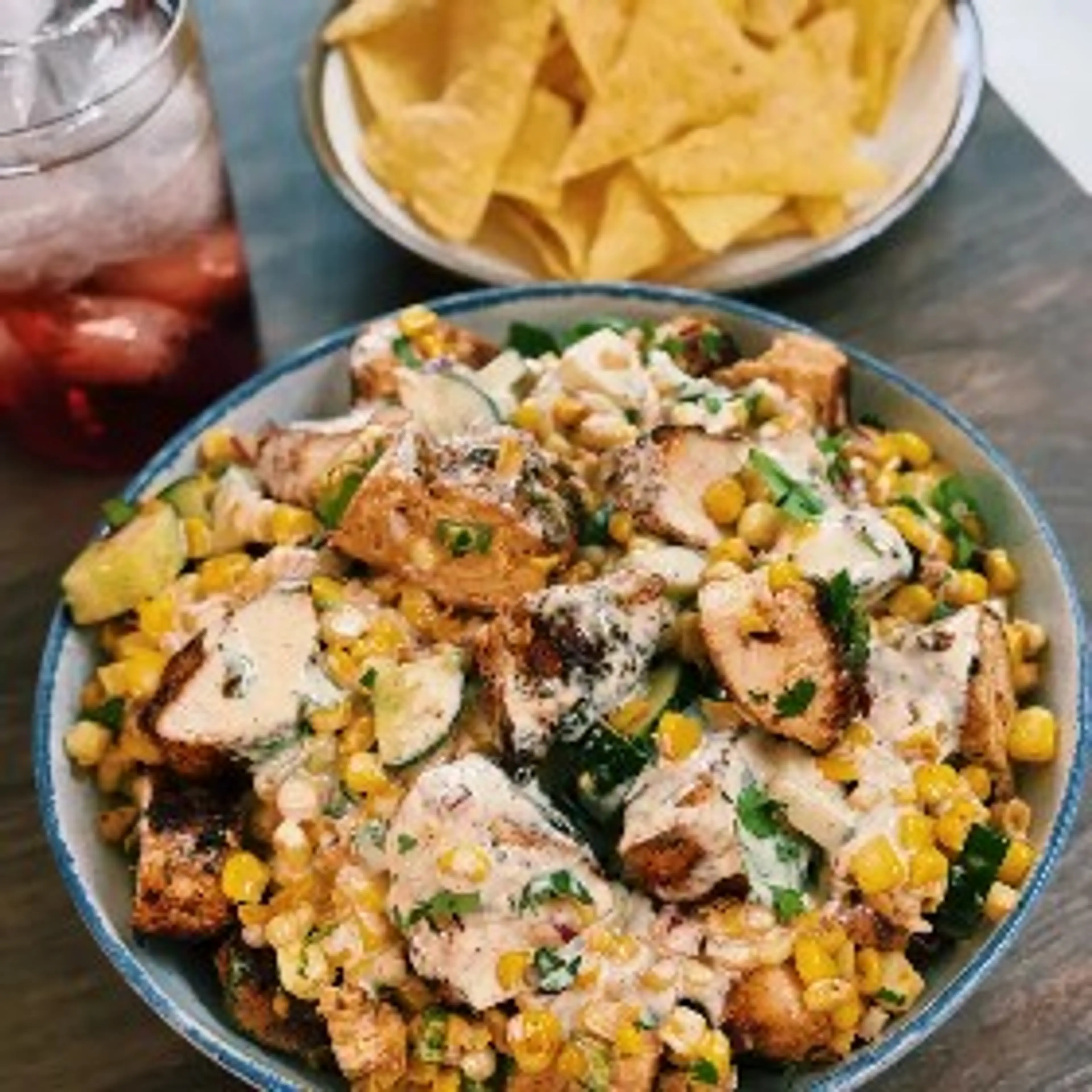 Tex-Mex Inspired Creamy Corn Chicken Salad