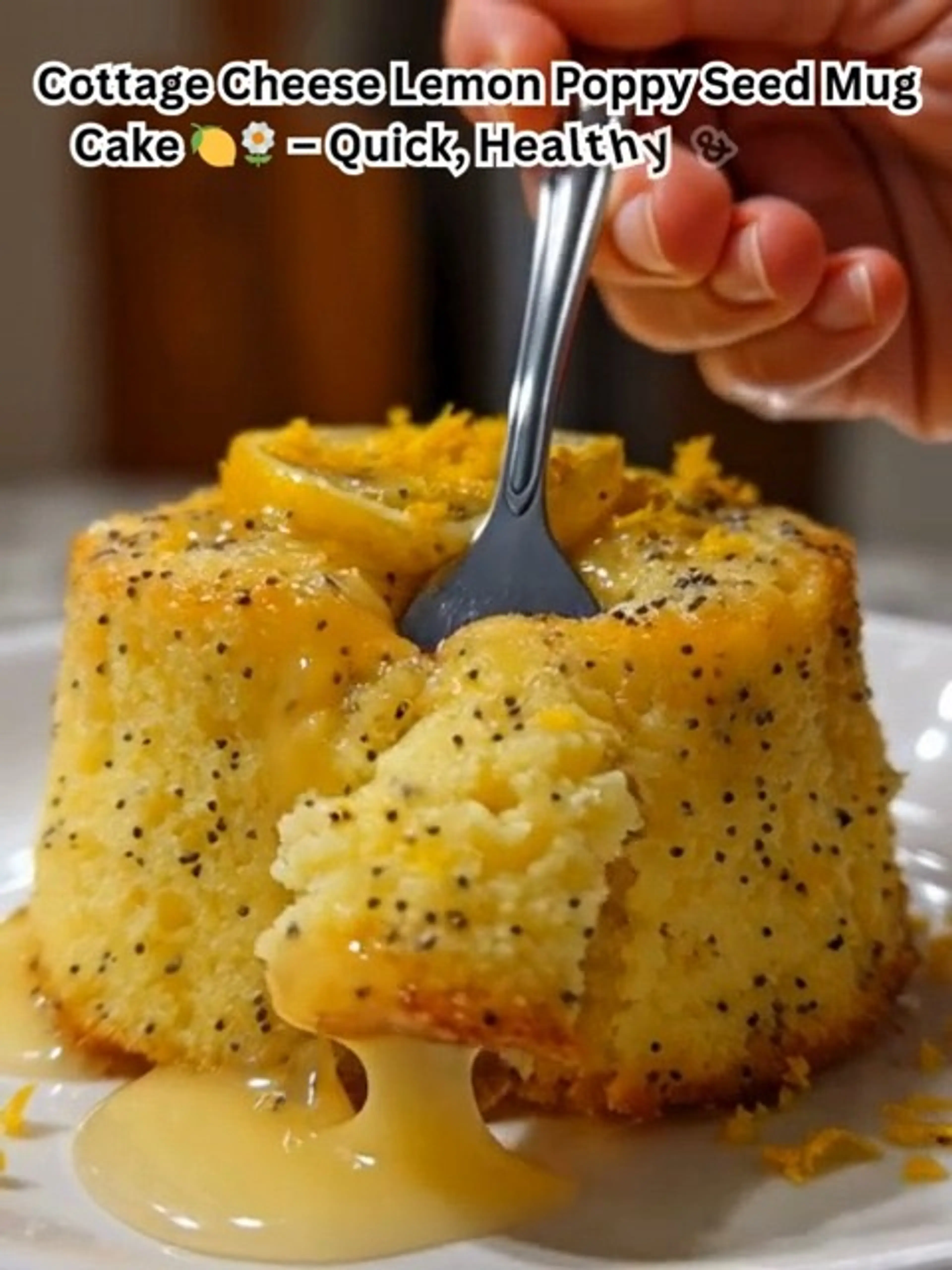 Cottage Cheese Lemon Poppy Seed Mug Cake