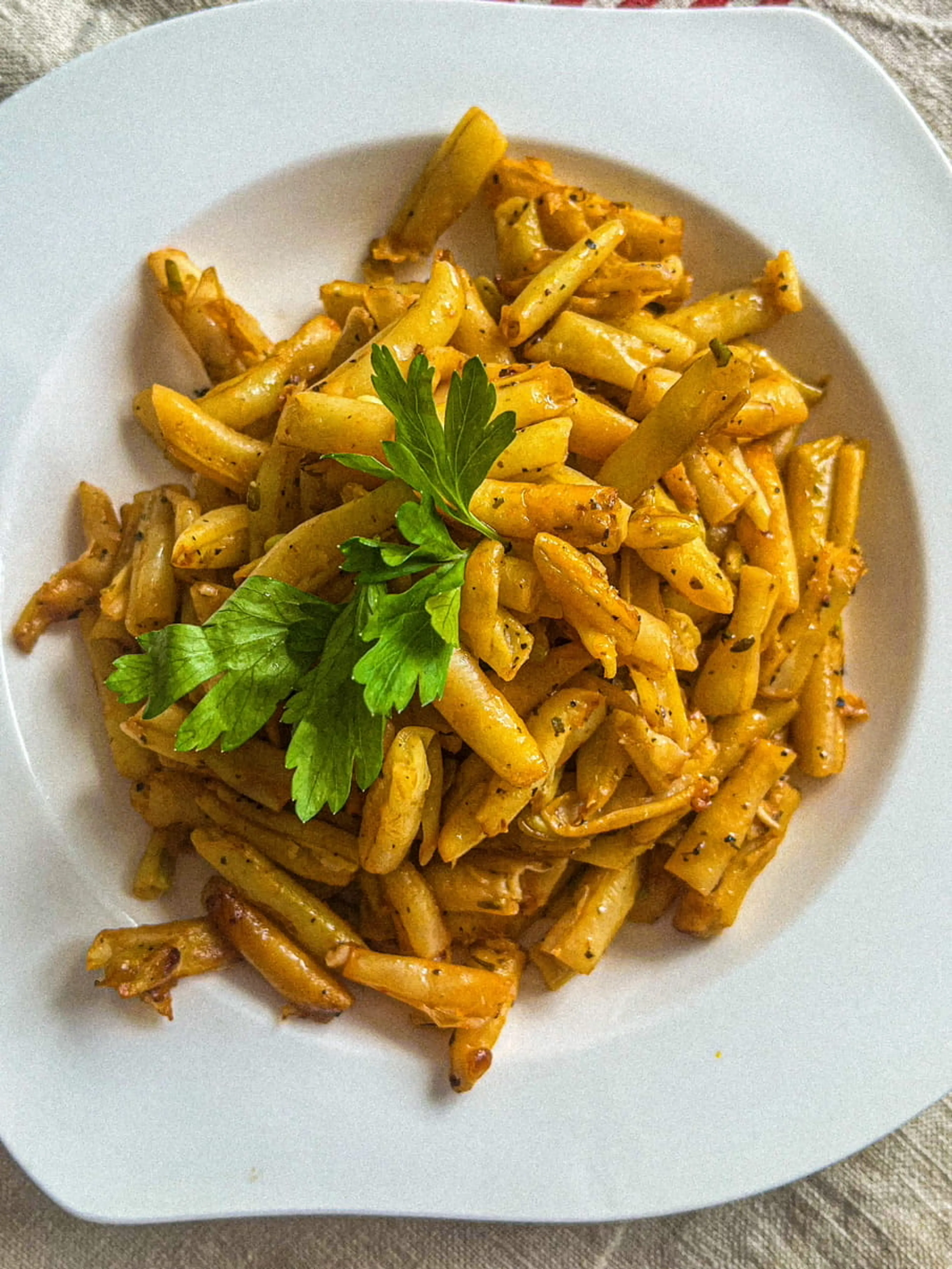 Pan-seared yellow wax beans in butter