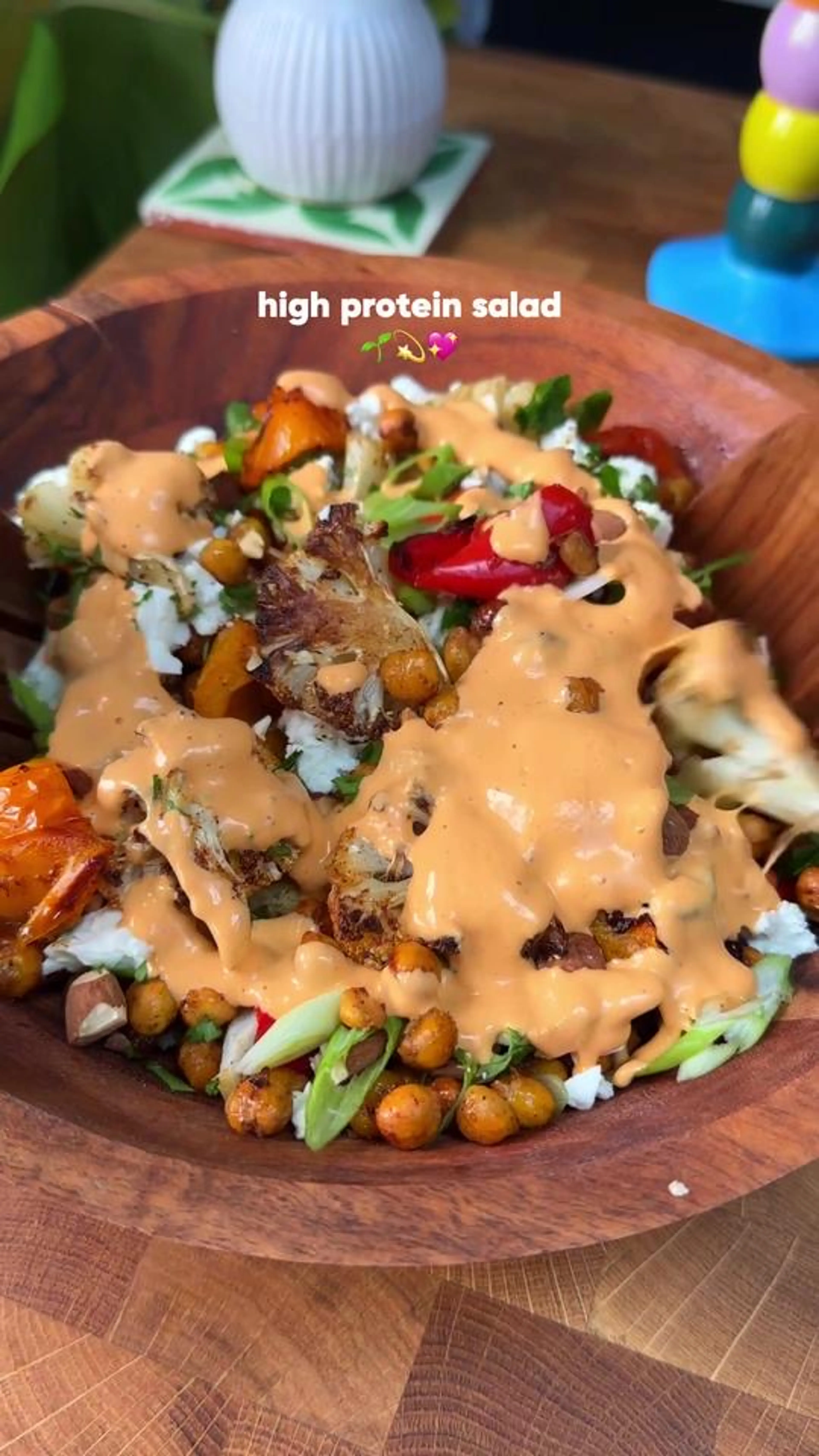 Cauliflower Feta Chickpea Salad