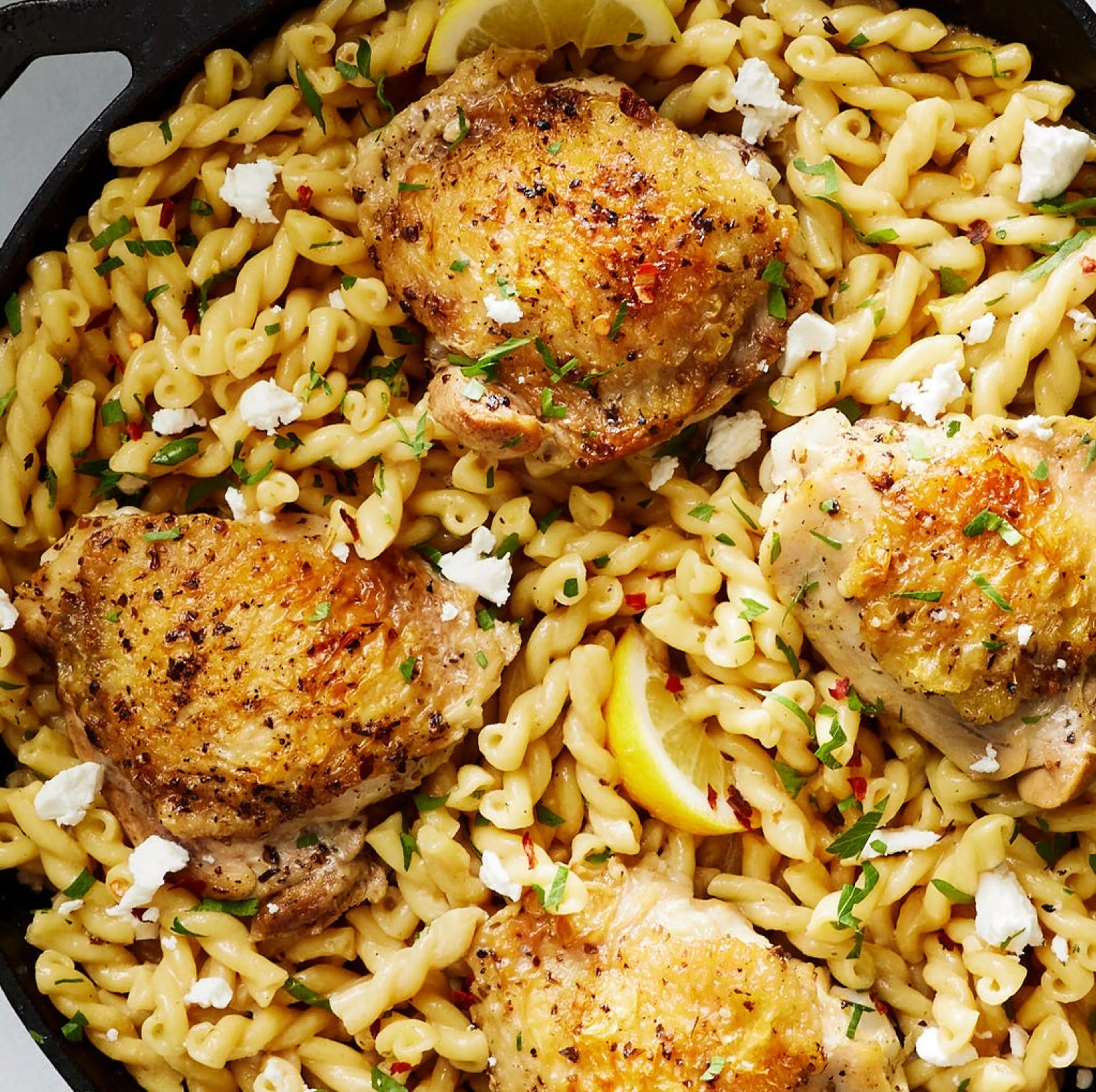 Lemon Butter Feta Chicken Pasta