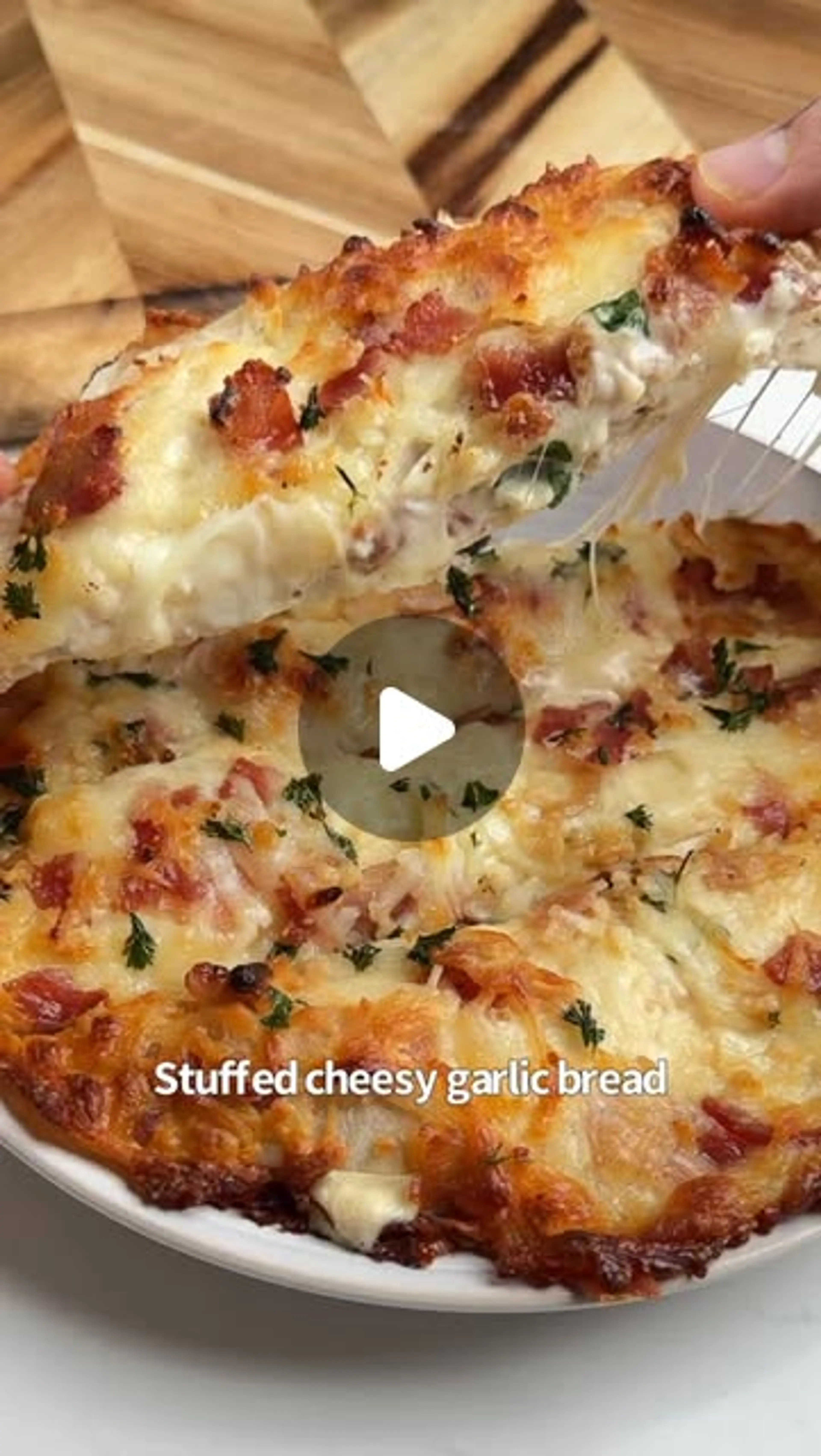 Chicken Alfredo Stuffed Cheesy Garlic Bread