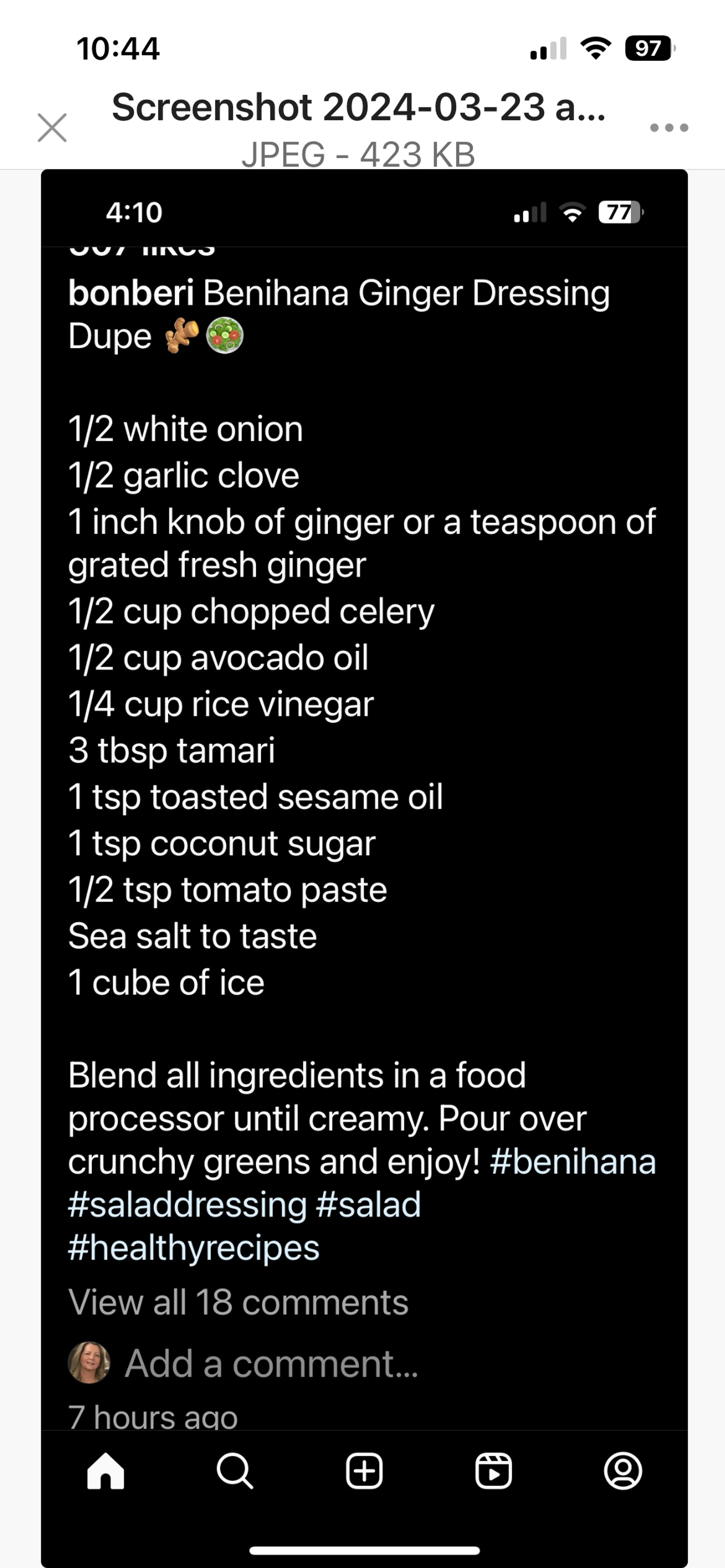 Benihana Ginger Dressing