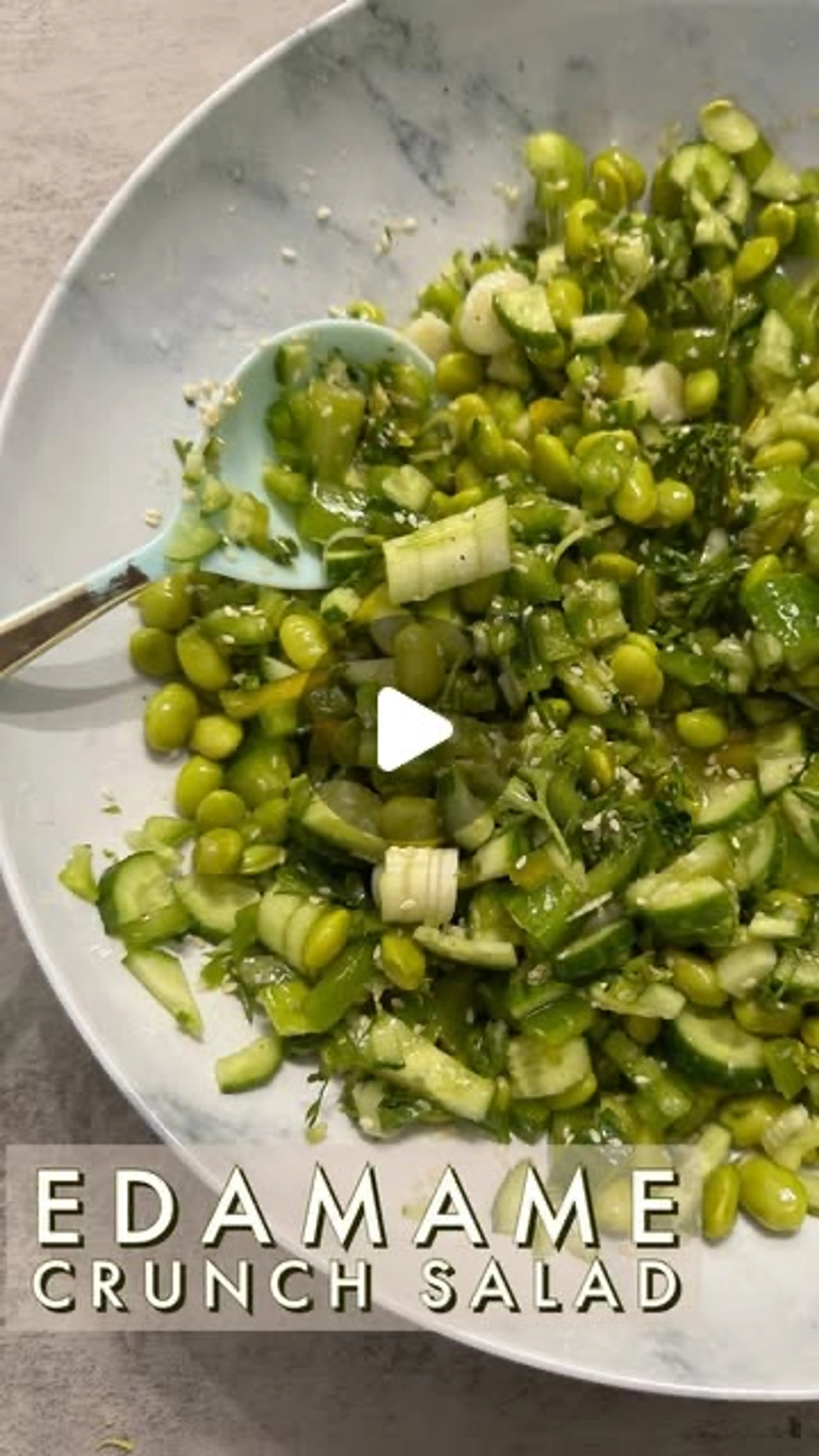 Edamame Crunch Salad with Ginger Garlic Sesame Dressing