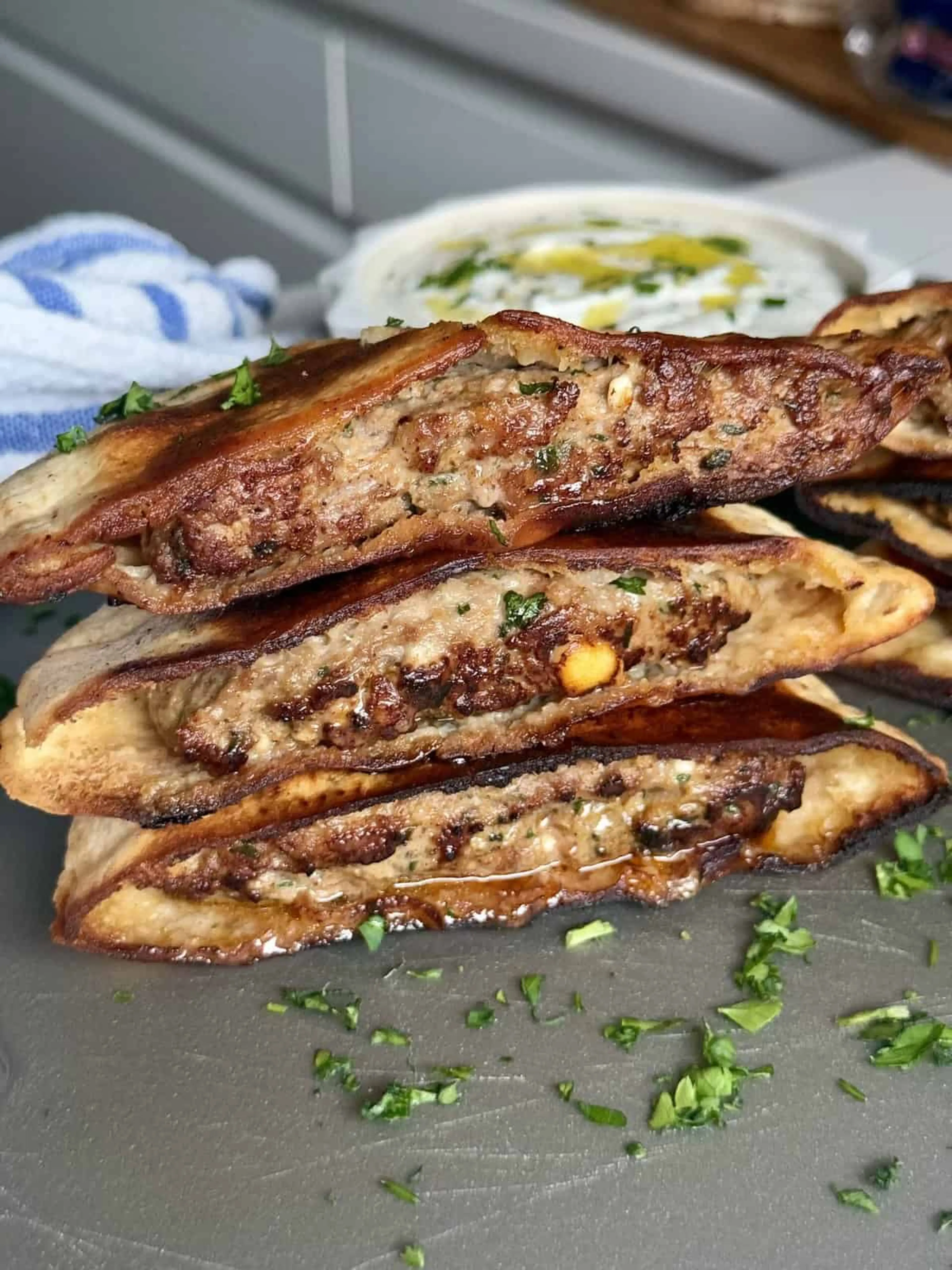 Arayes (Crispy Meat Stuffed Pitas)