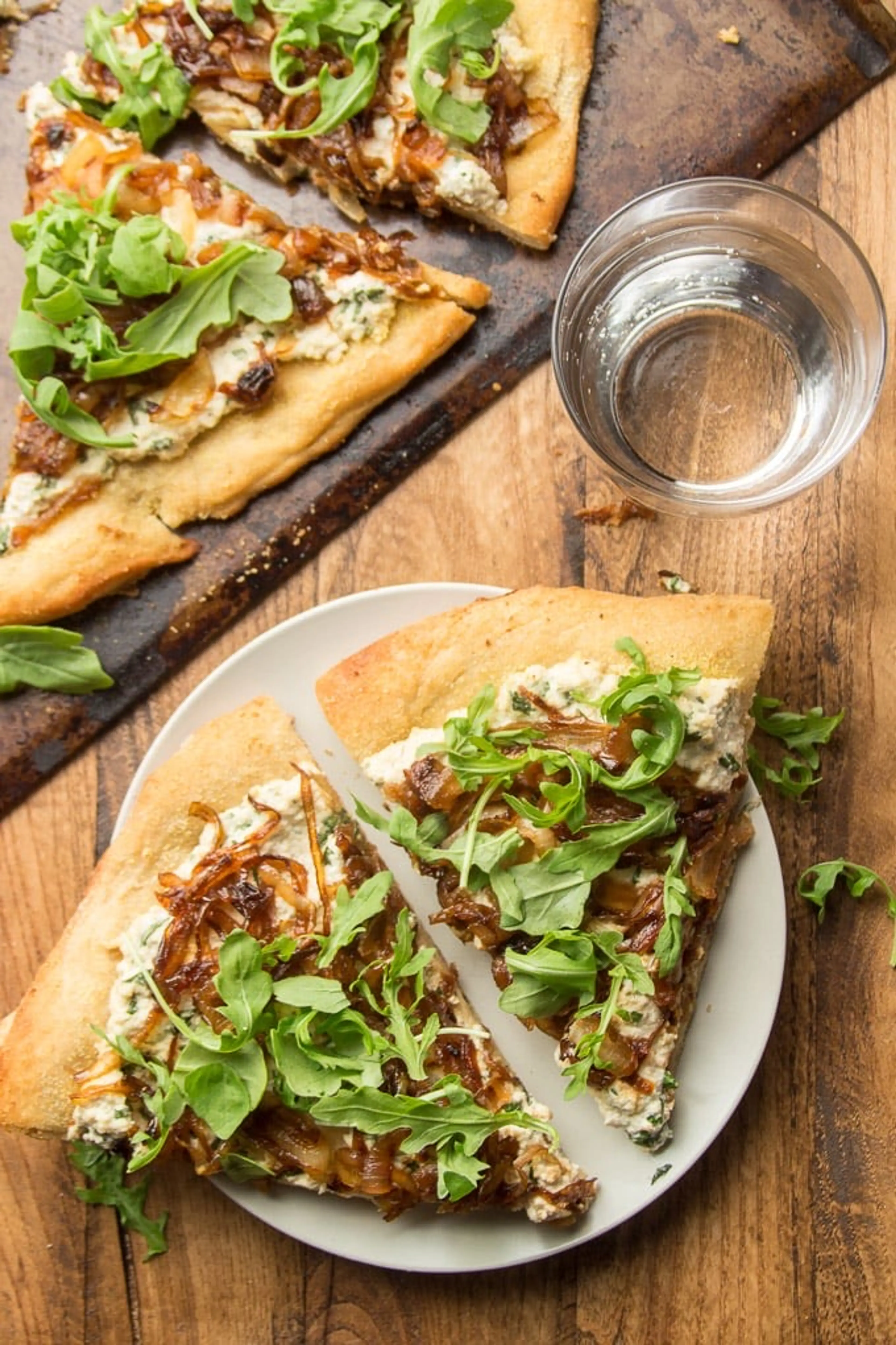 Caramelized Onion Pizza with Vegan Basil Ricotta
