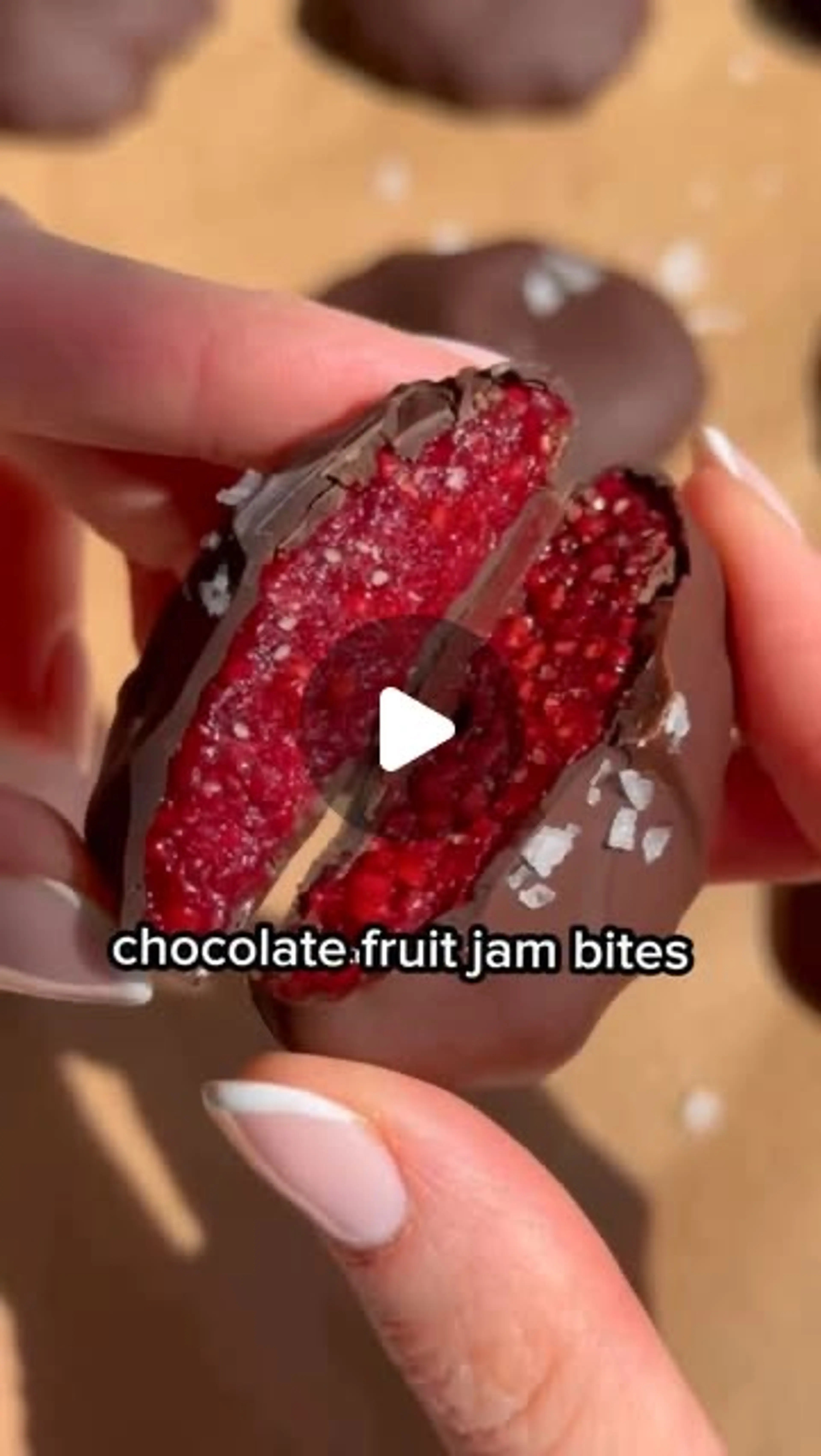 Full Recipe Below: Fiber Fruit Jam Chocolate Bites