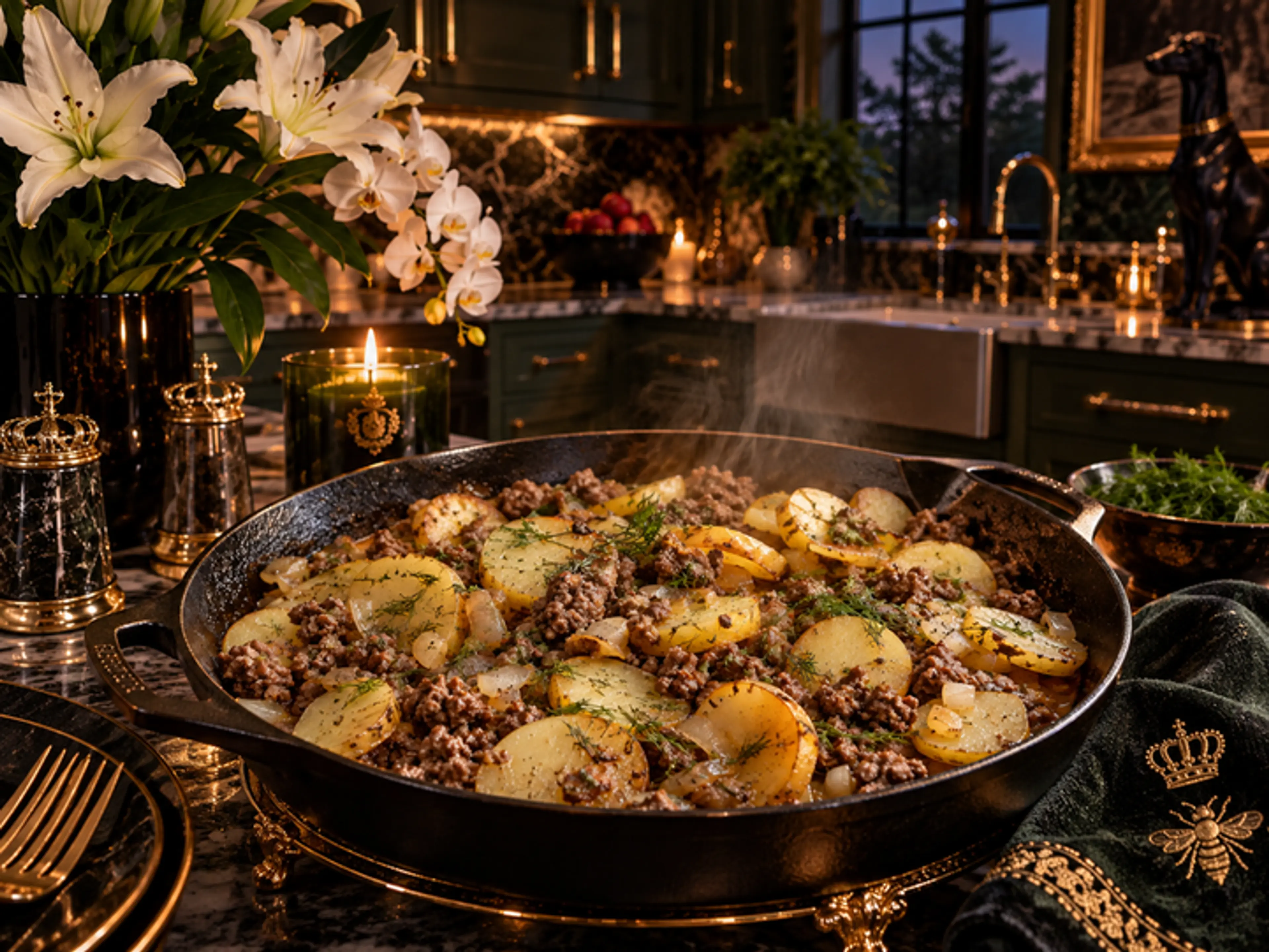 Beef and Golden Potato Skillet with Dill