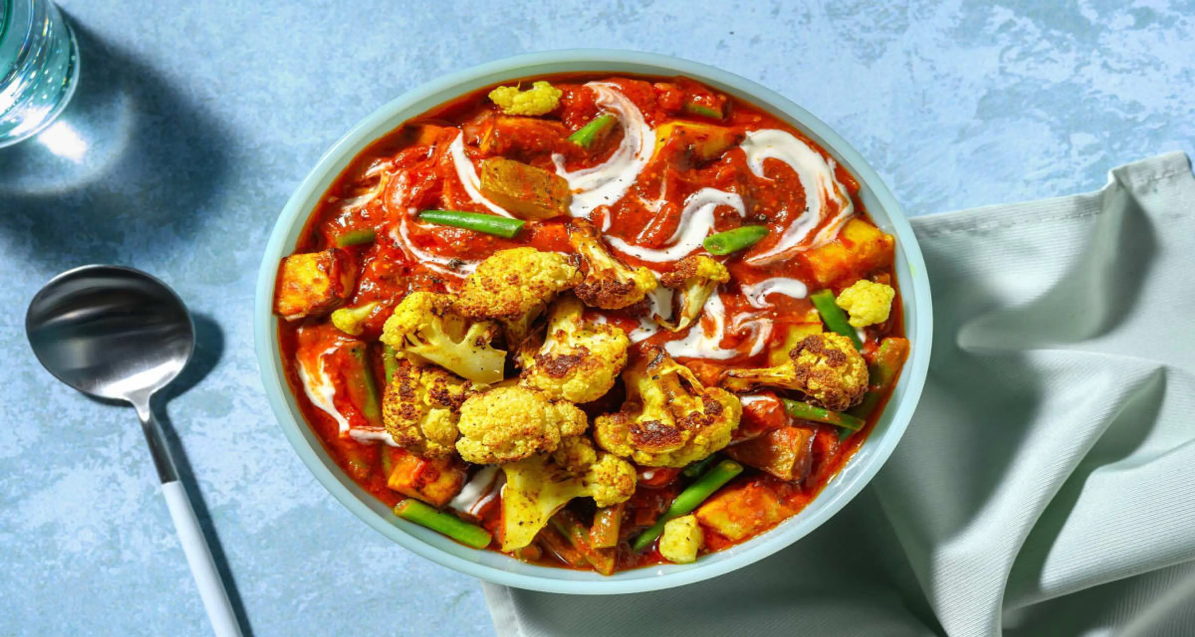 Aloo Gobi Stew with Green Beans and Yoghurt
