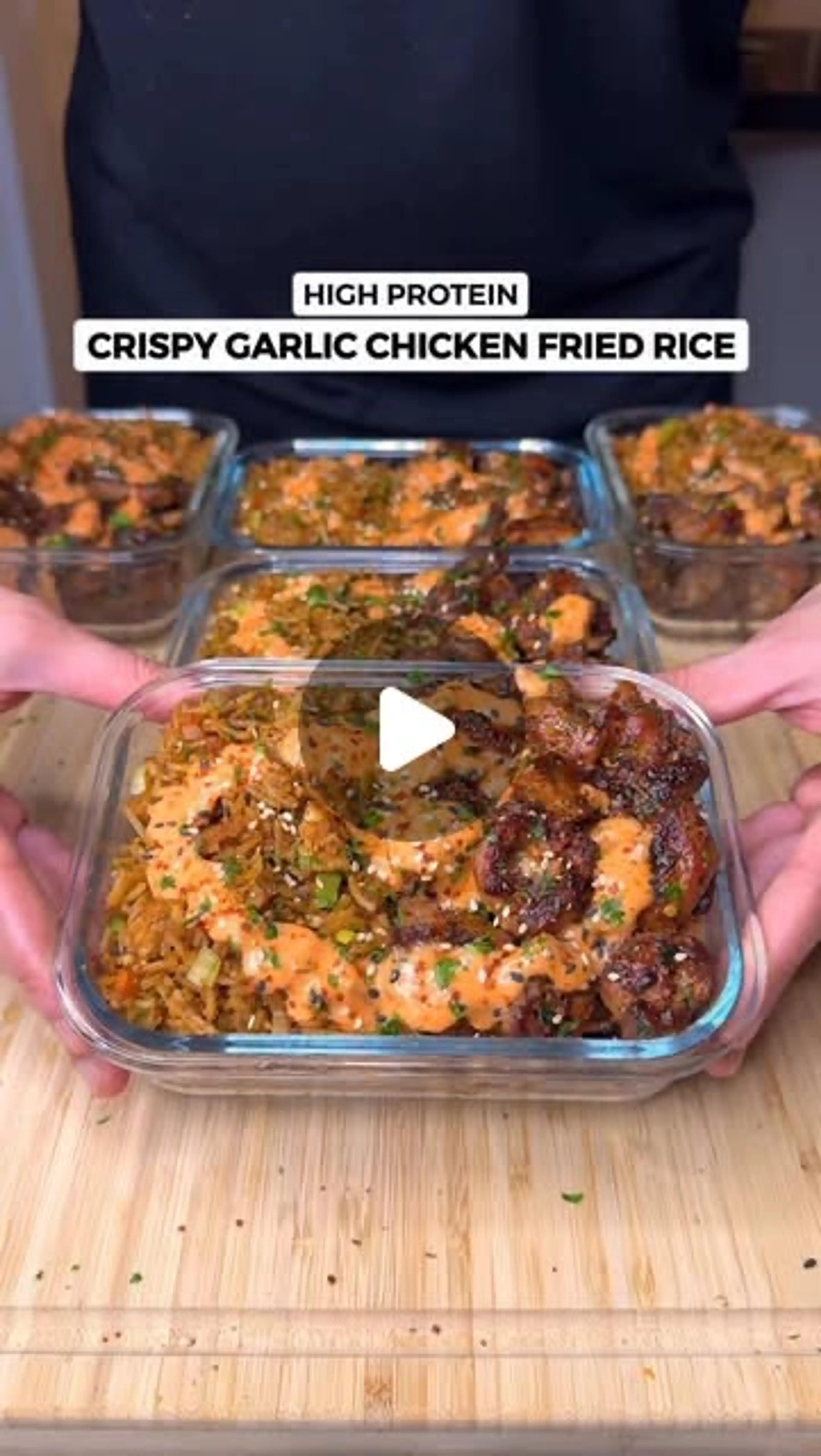 High Protein Crispy Garlic Chicken Fried Rice