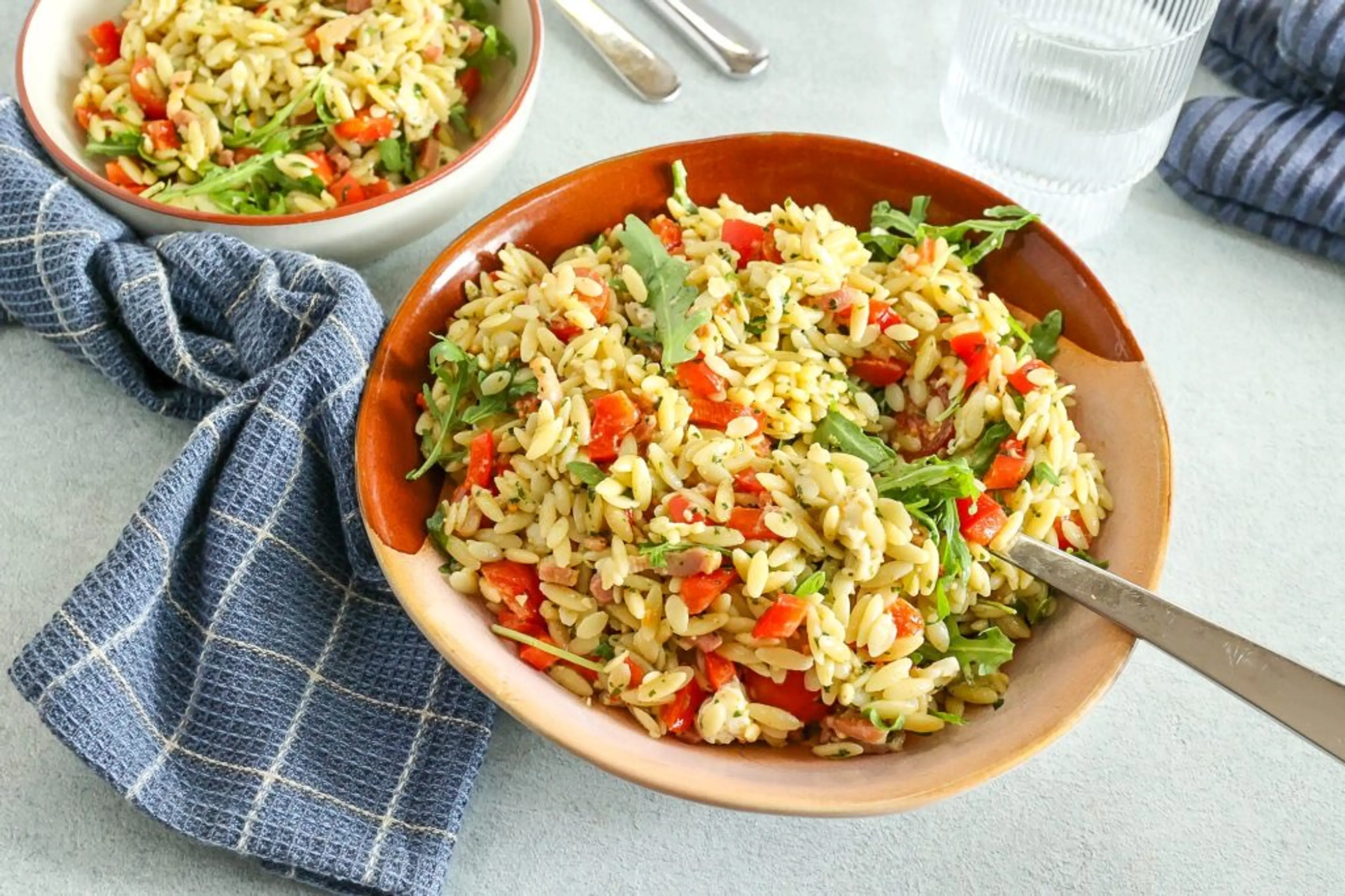 Orzo salade met mozzarella