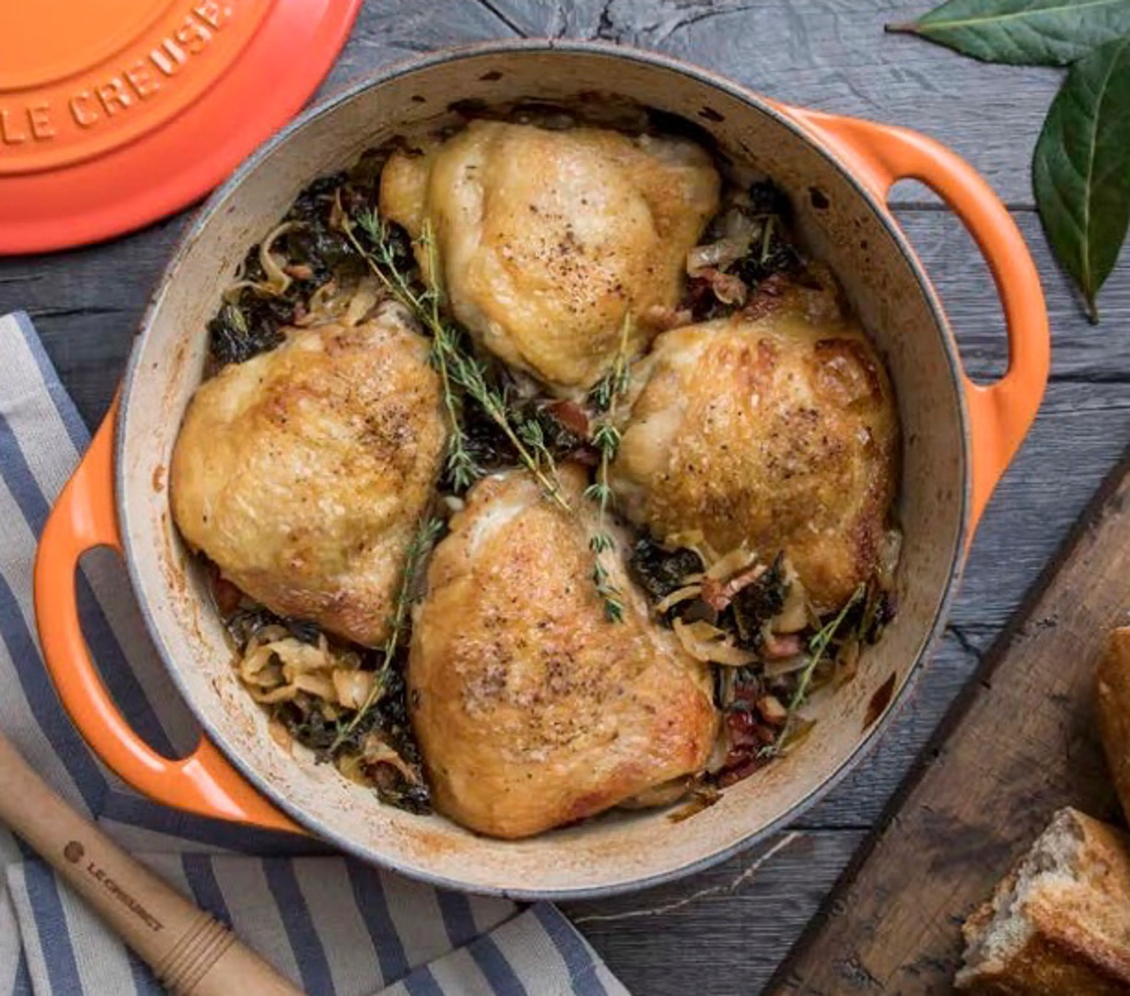 Braised Chicken with Sweet and Sour Greens