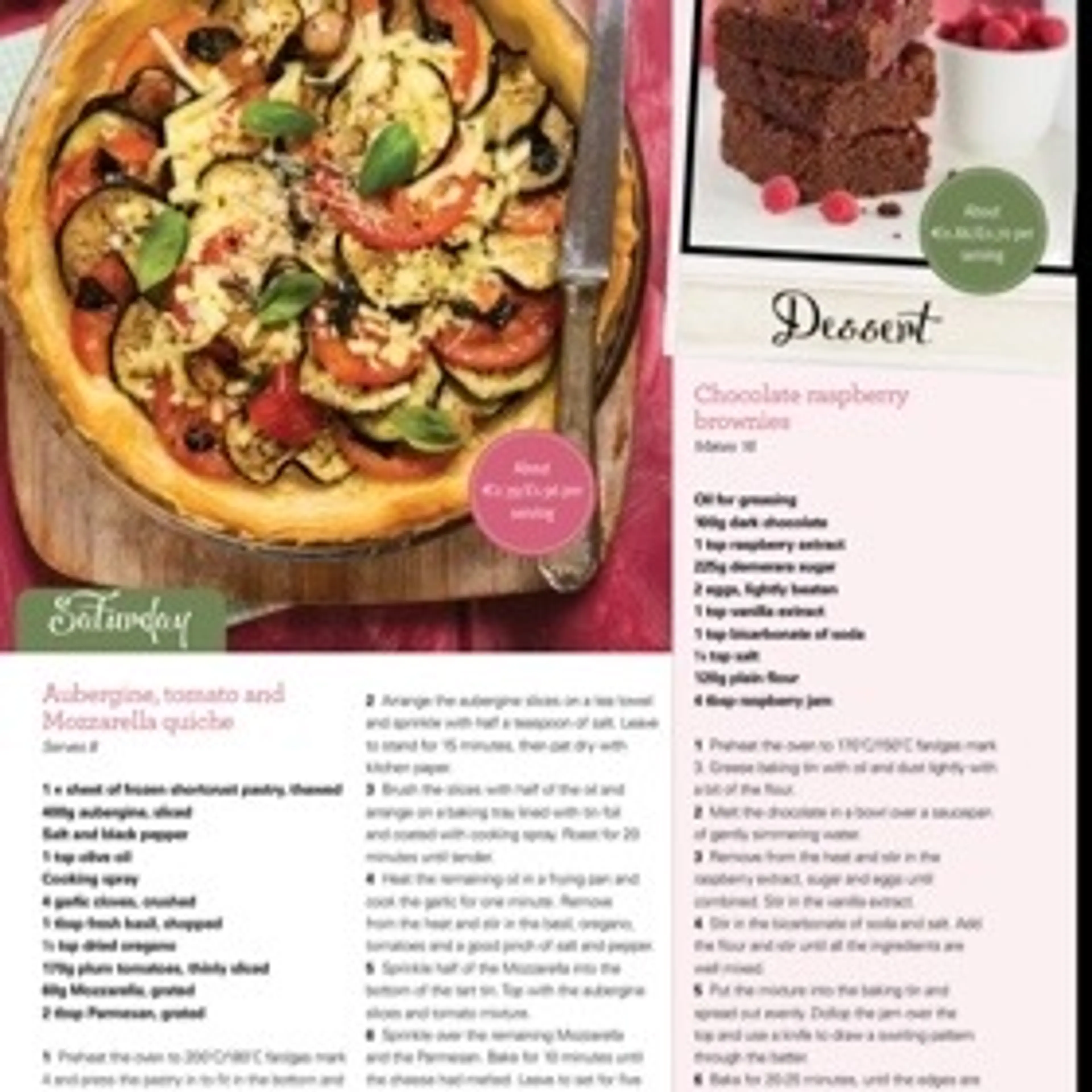 Aubergine, tomato and  Mozzarella quiche