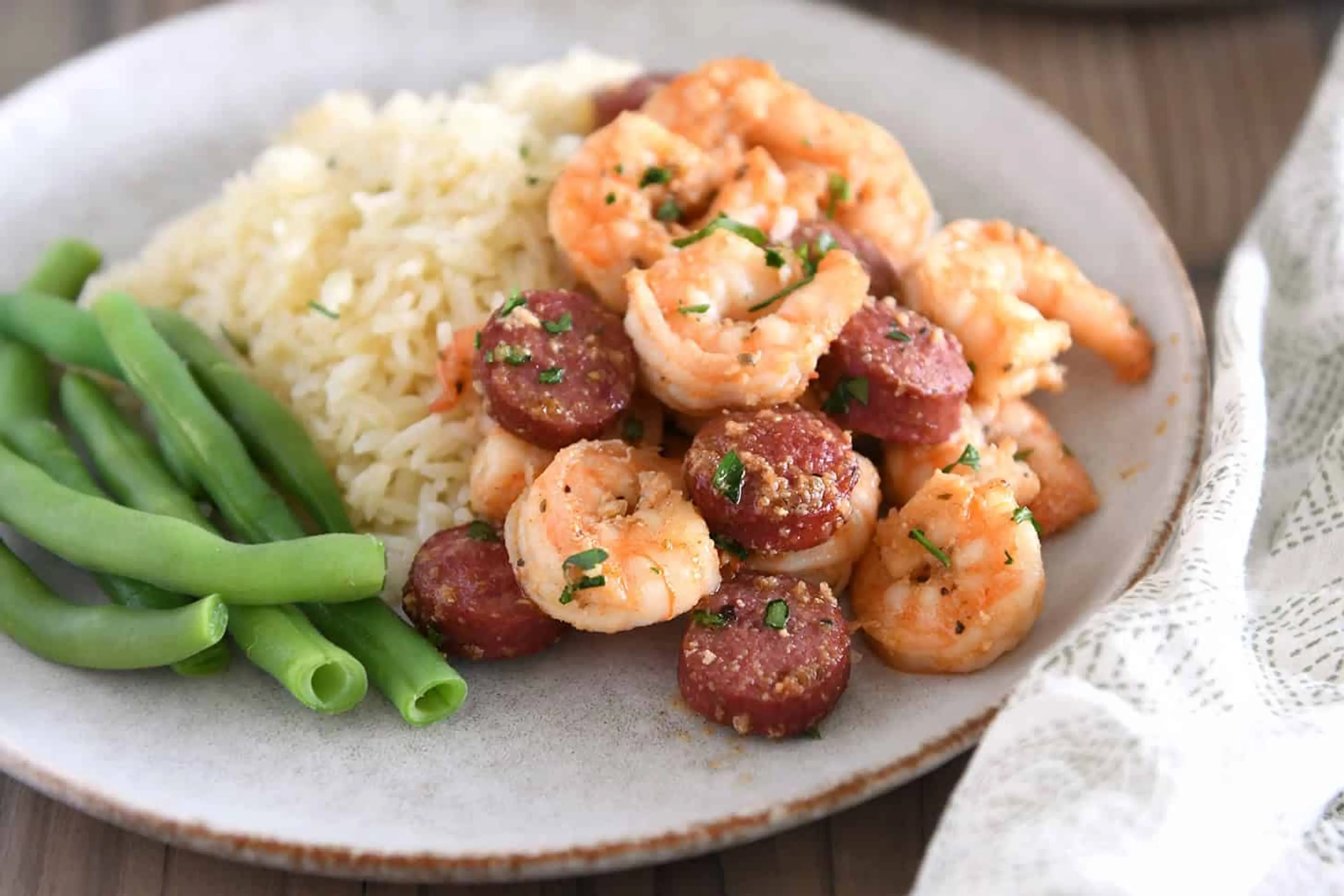 Skillet Garlic Butter Shrimp and Sausage