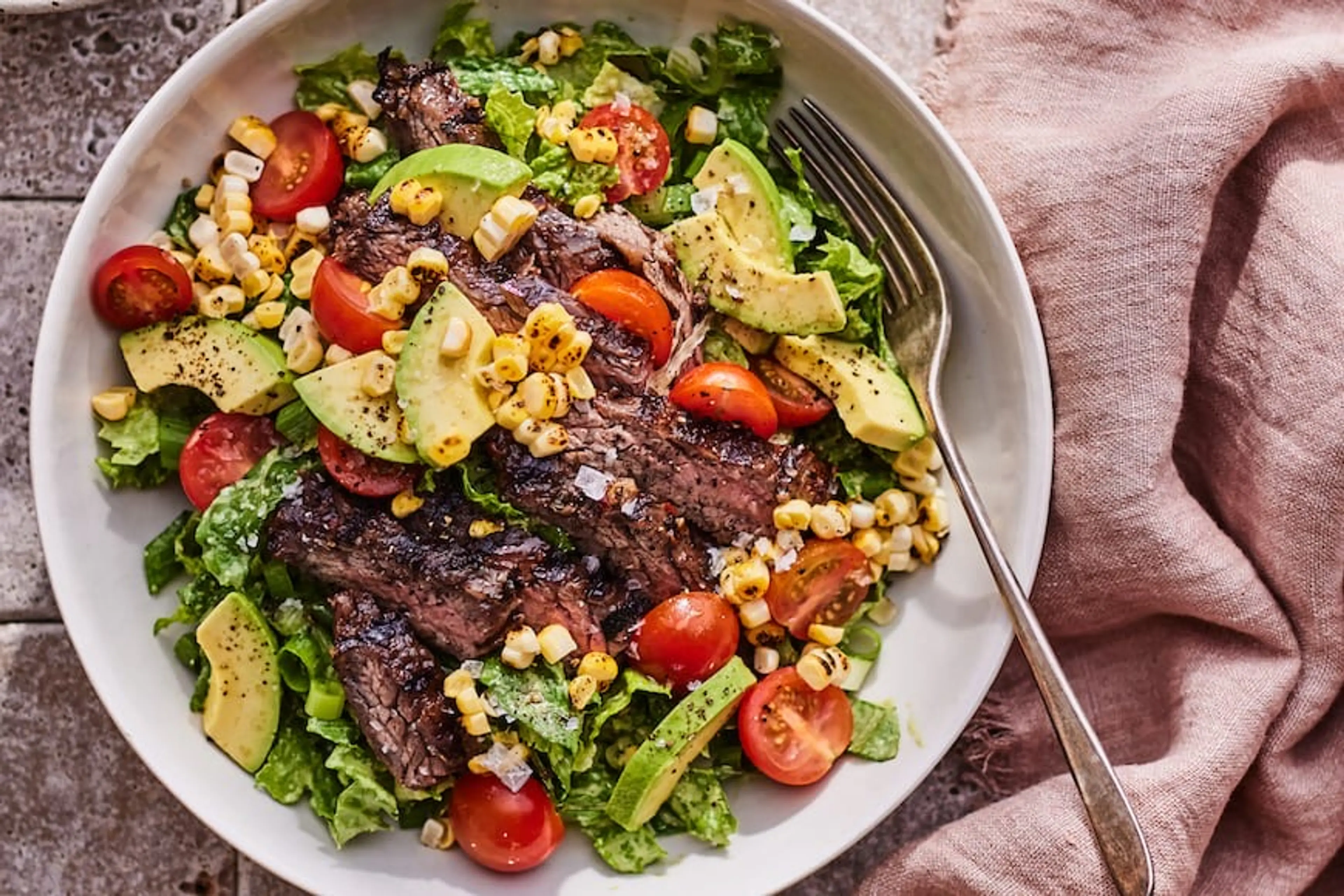 Loaded Steak Salad Bowl with Yogurt Green Goddess