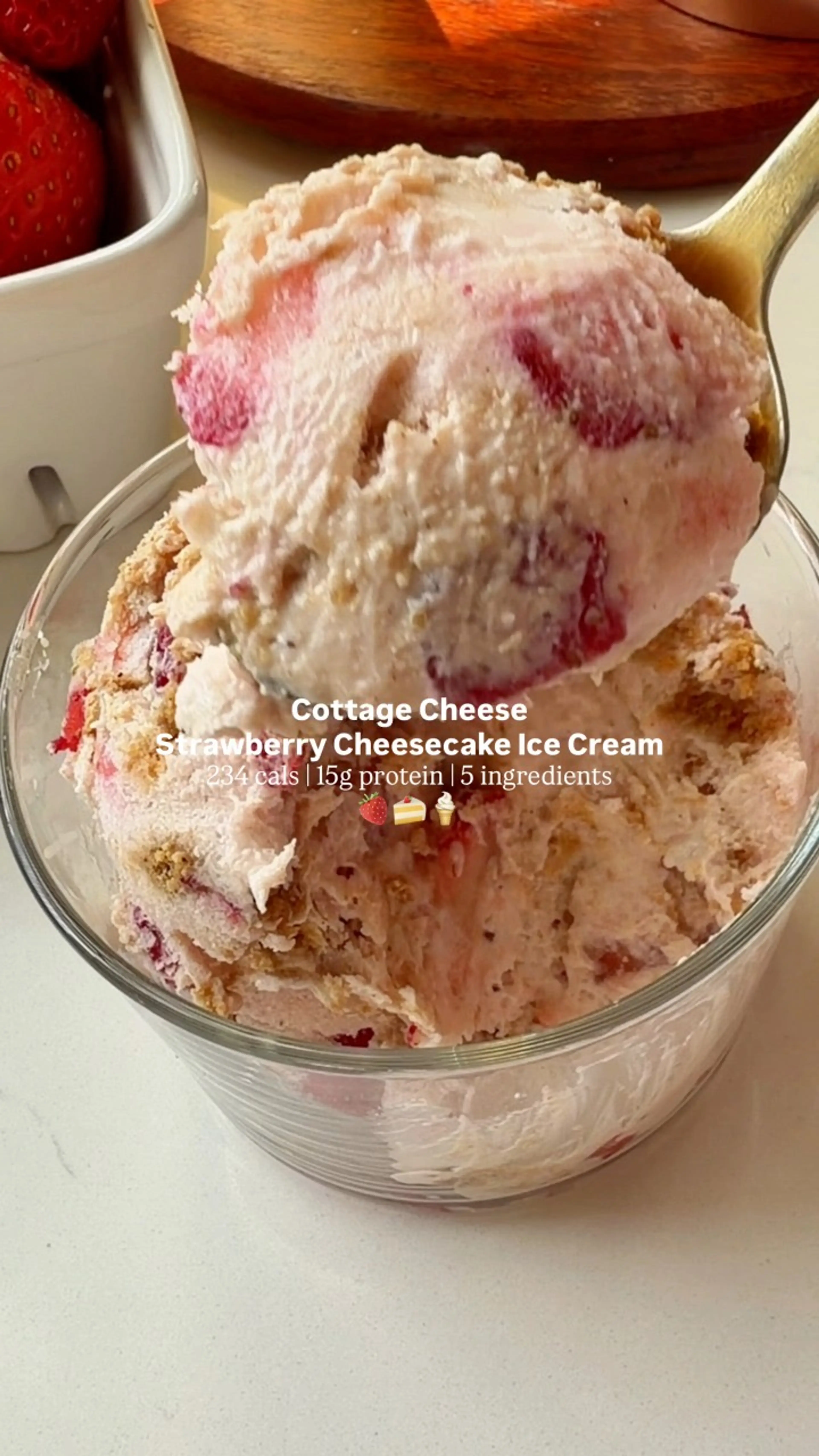 Strawberry Cheesecake Cottage Cheese Ice Cream