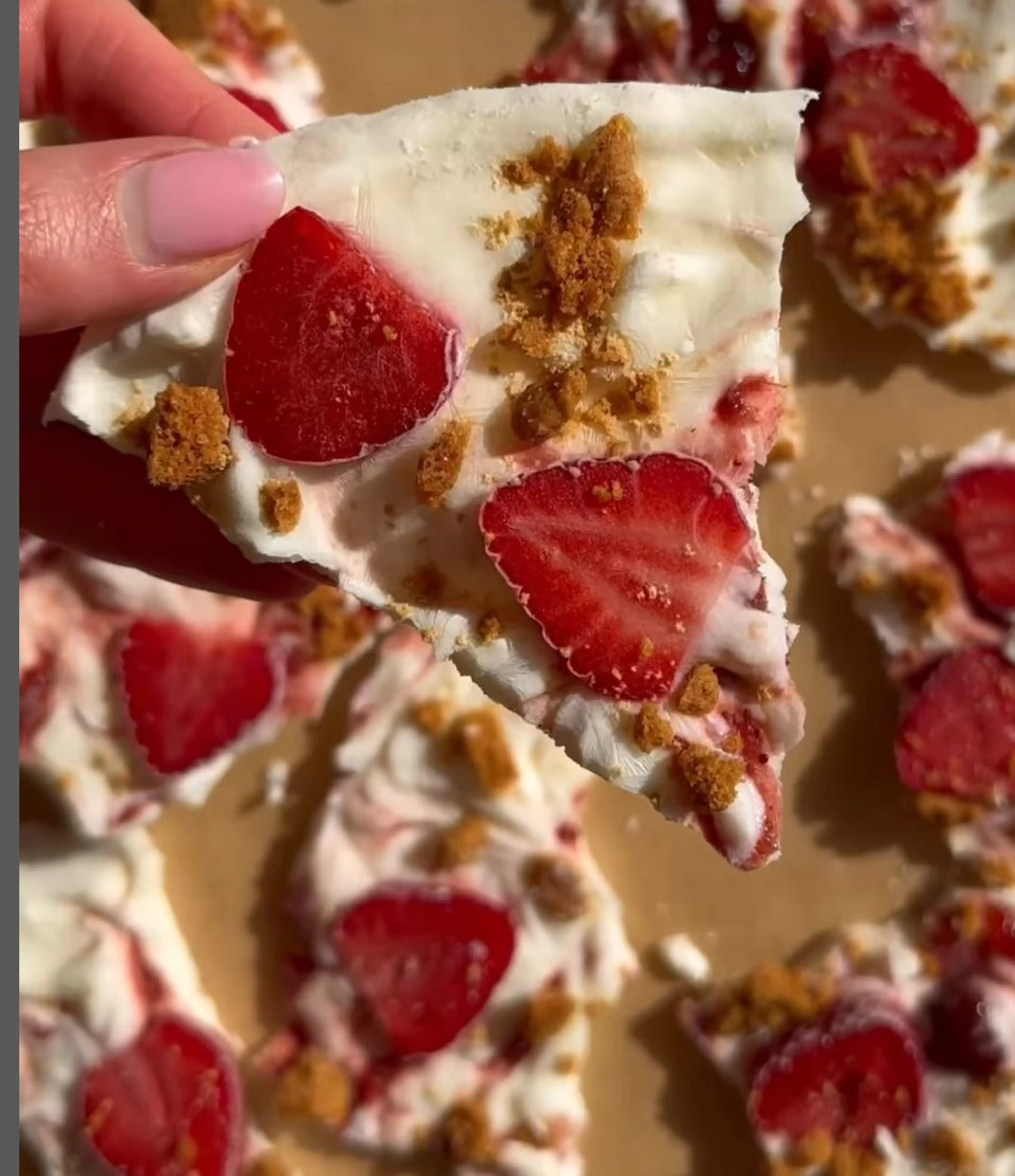 Strawberry Cheesecake Frozen Yogurt Bark