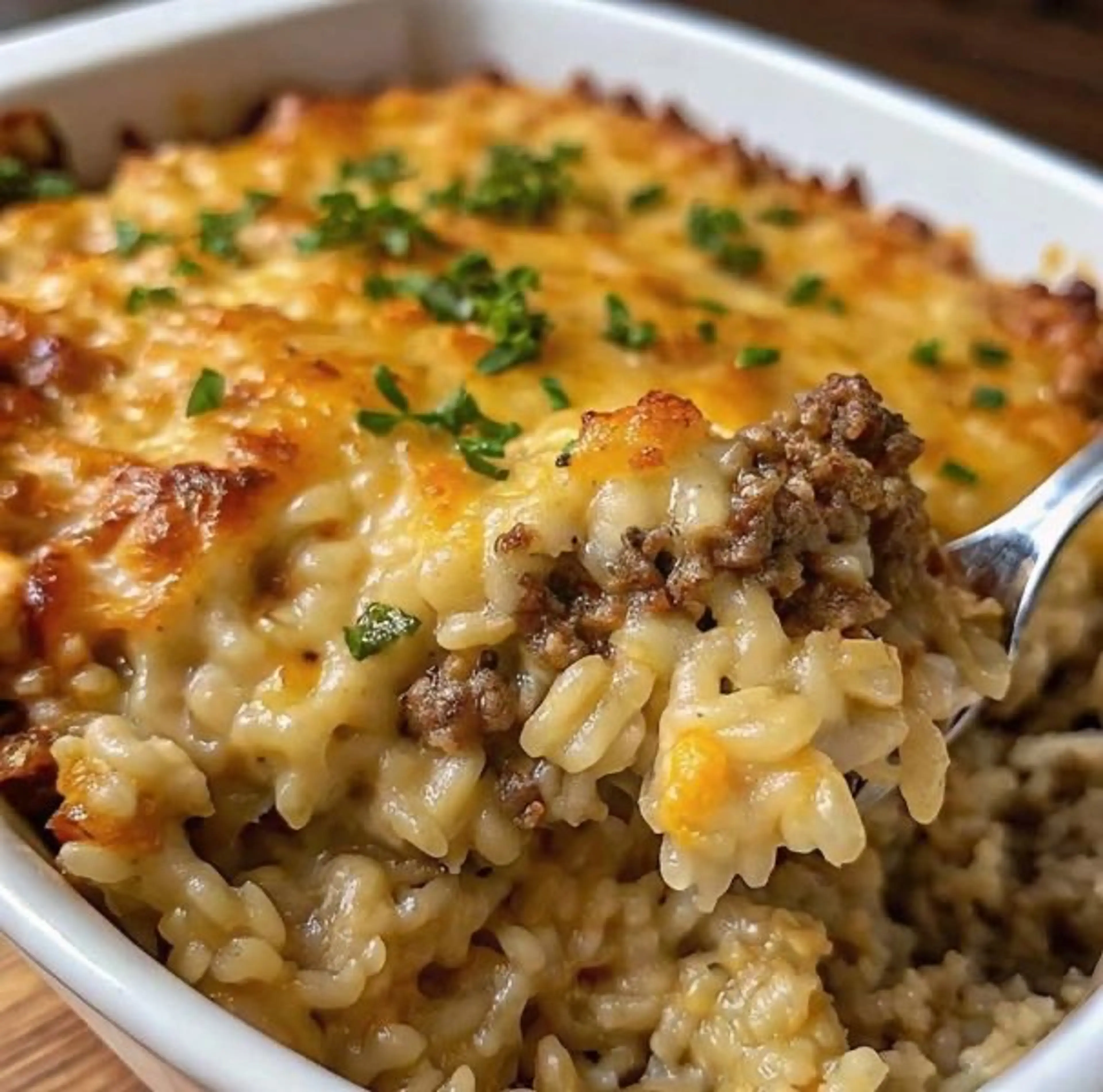 Cheesy Ground Beef Rice Casserole