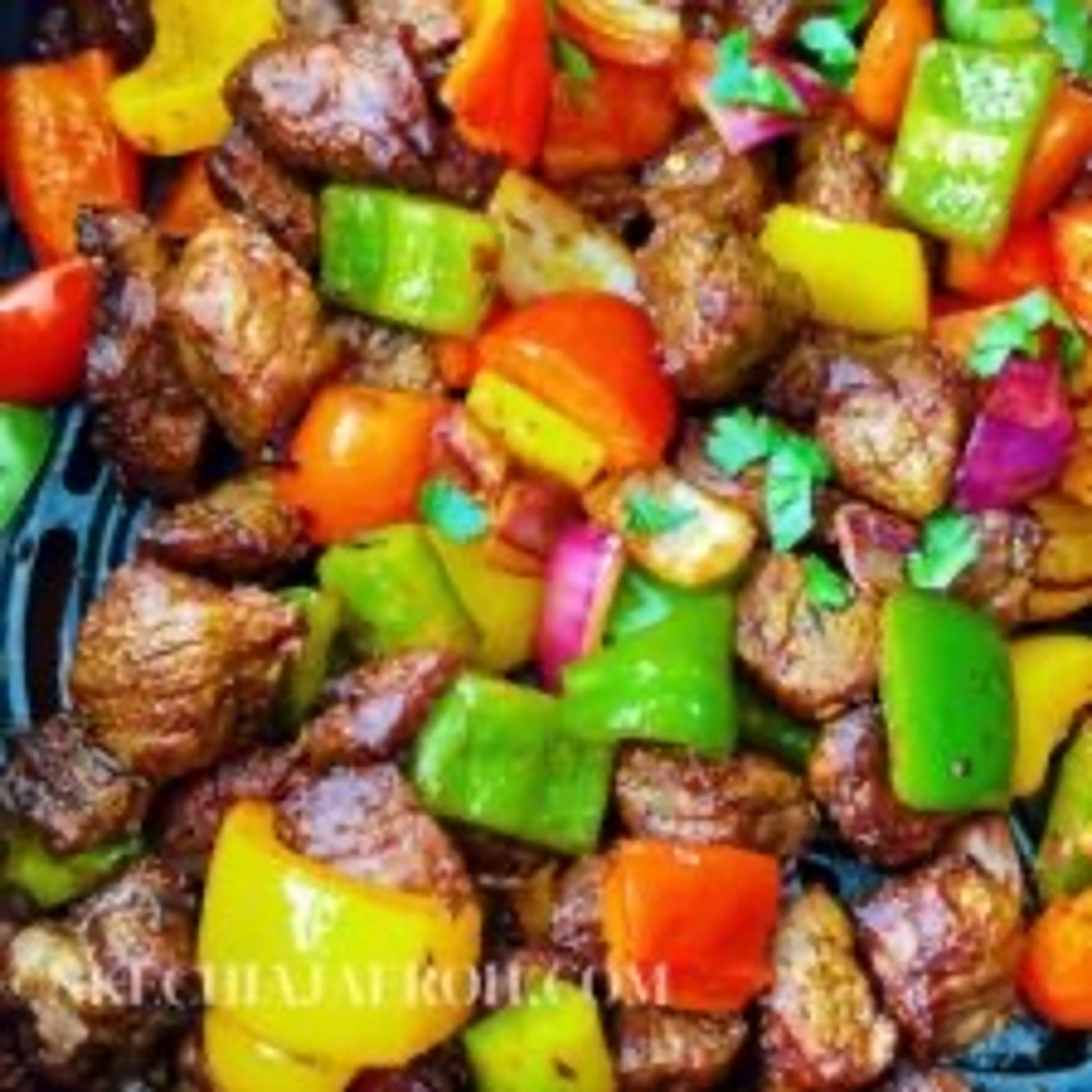 Air Fryer Steak Bites and Peppers (Pepper Steak )