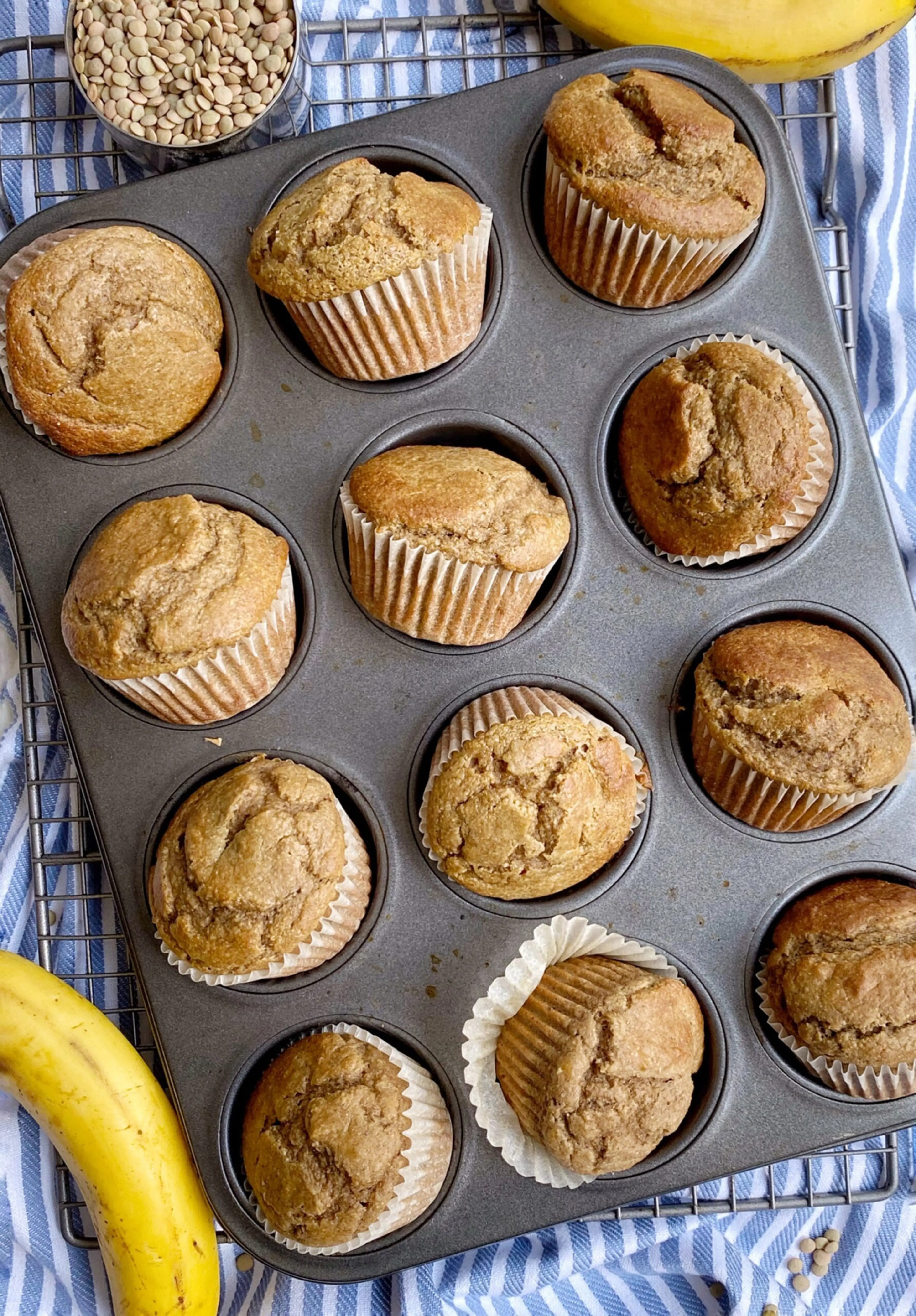 Banana Protein Muffins (with lentils)
