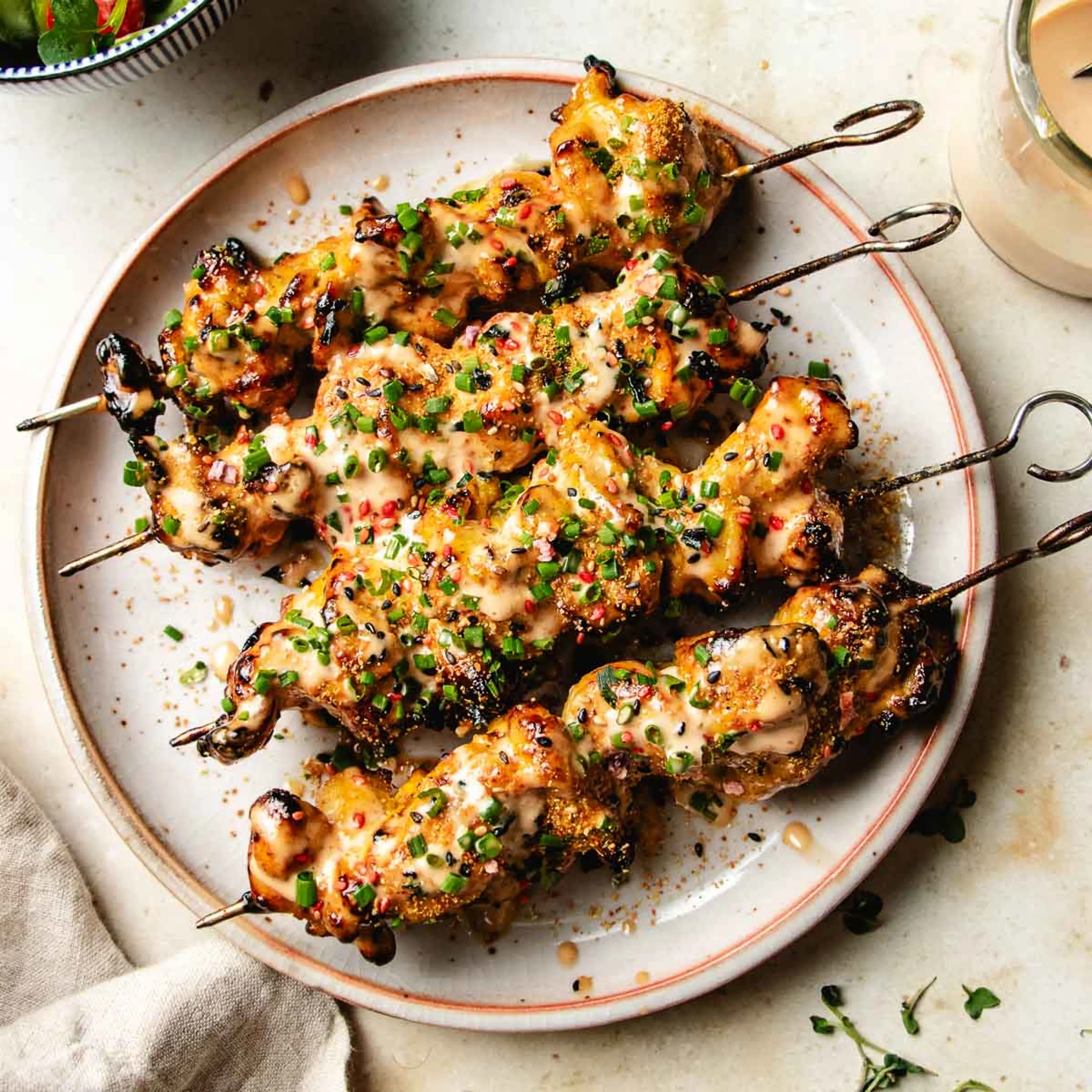Bang bang chicken skewers recipe