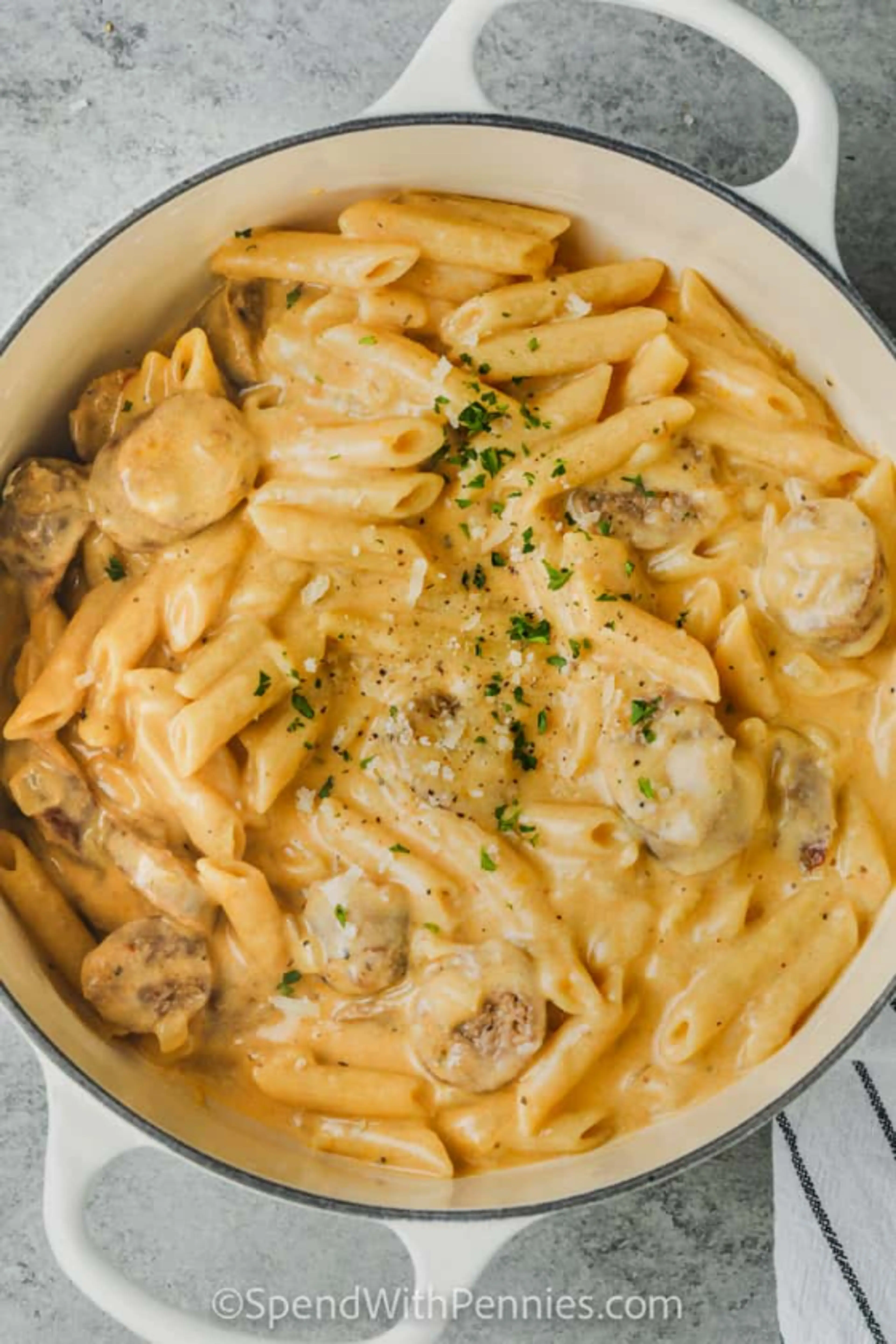 Cheesy Sausage Pasta (one pot)