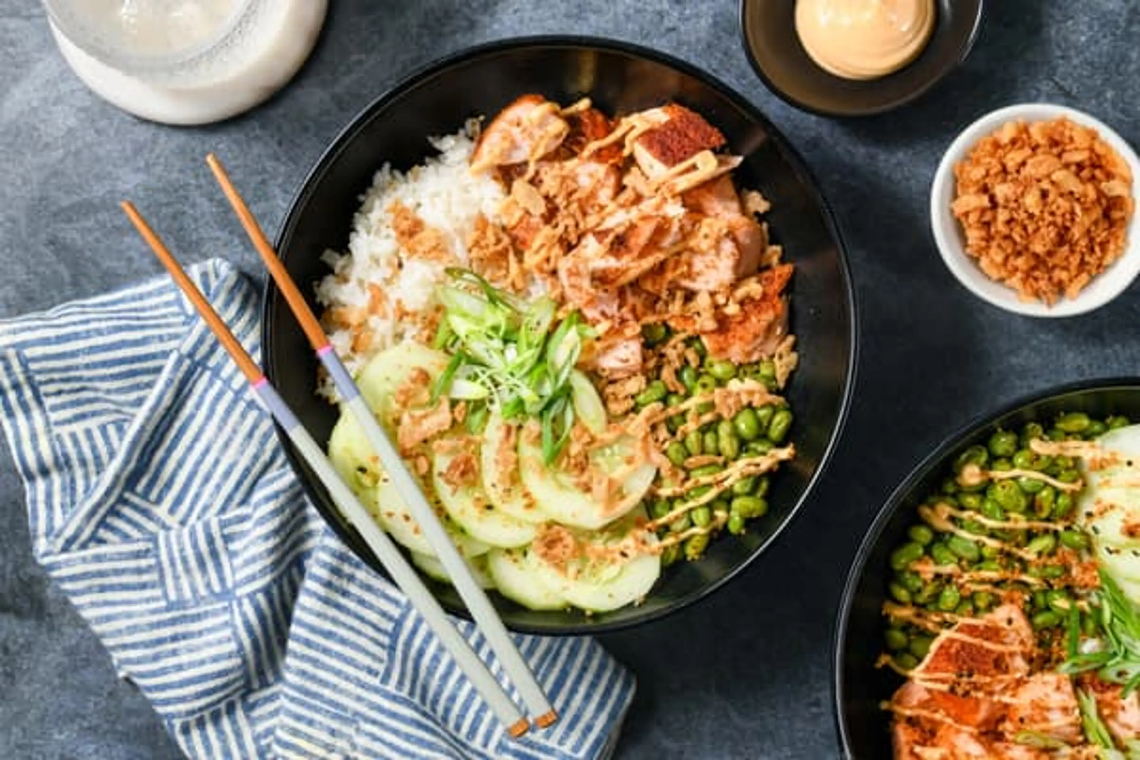 Seared Salmon "Sushi" Bowl with edamame