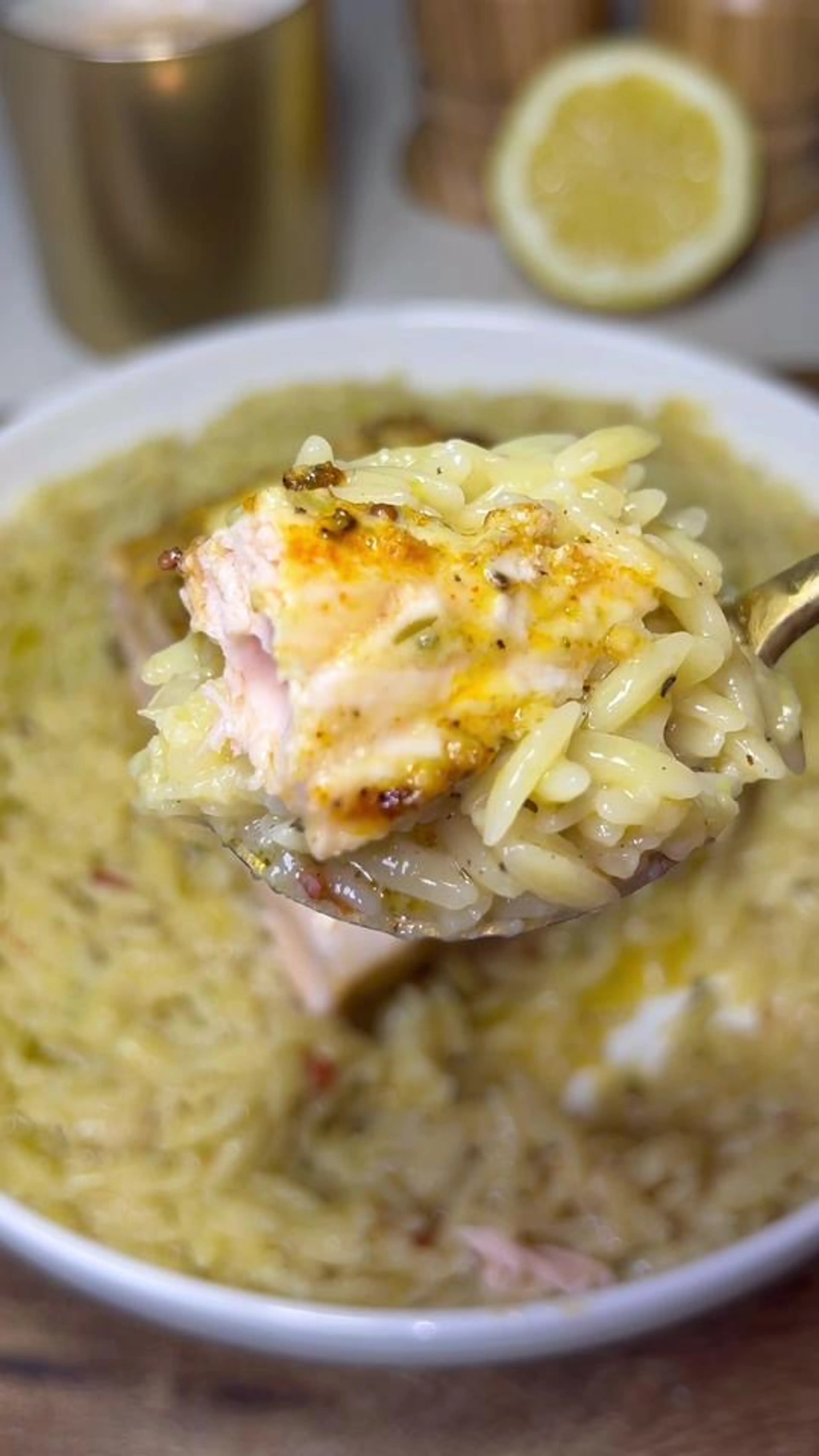 Creamy Lemon Orzo with Salmon