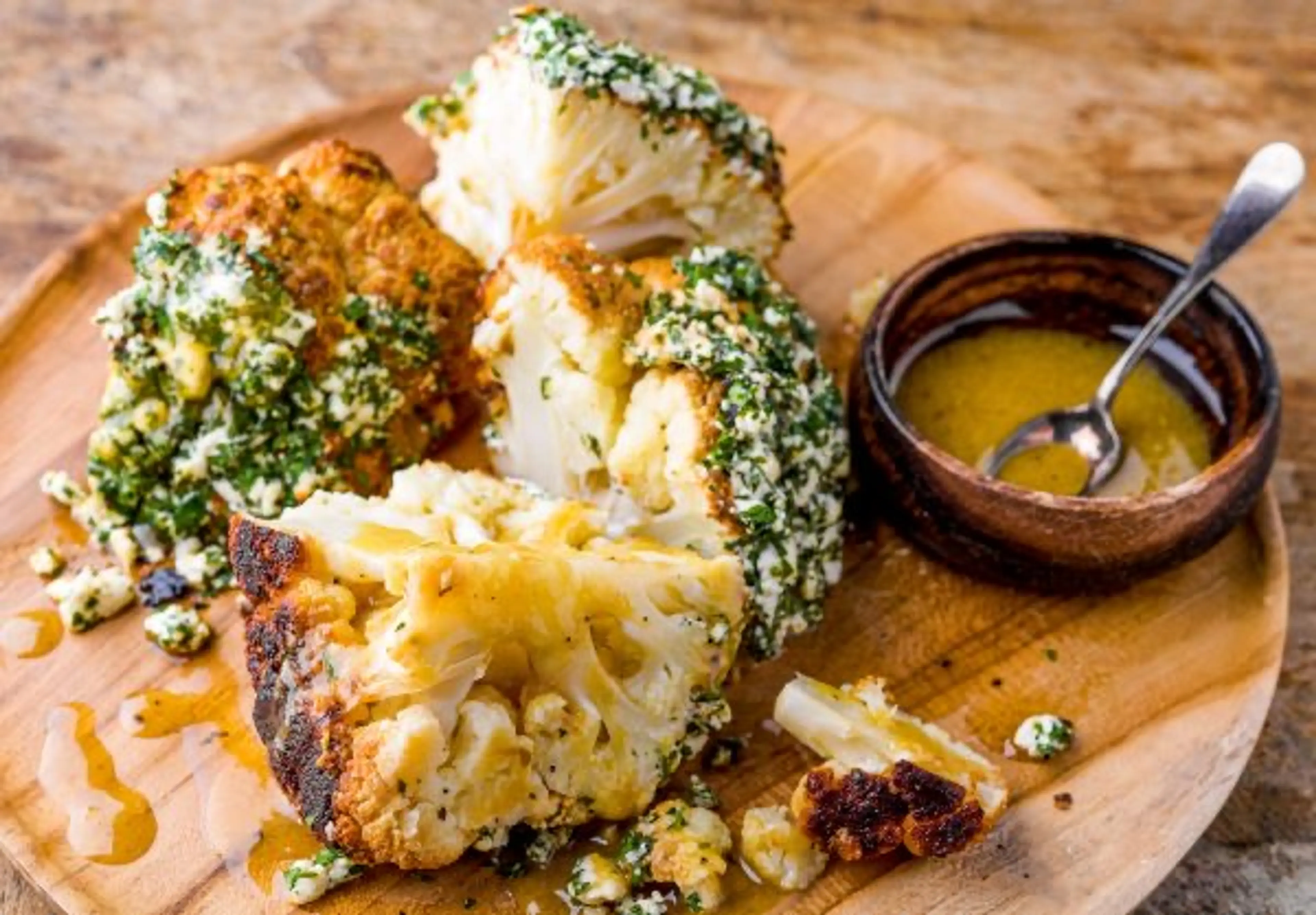 Roasted Whole Cauliflower with Feta