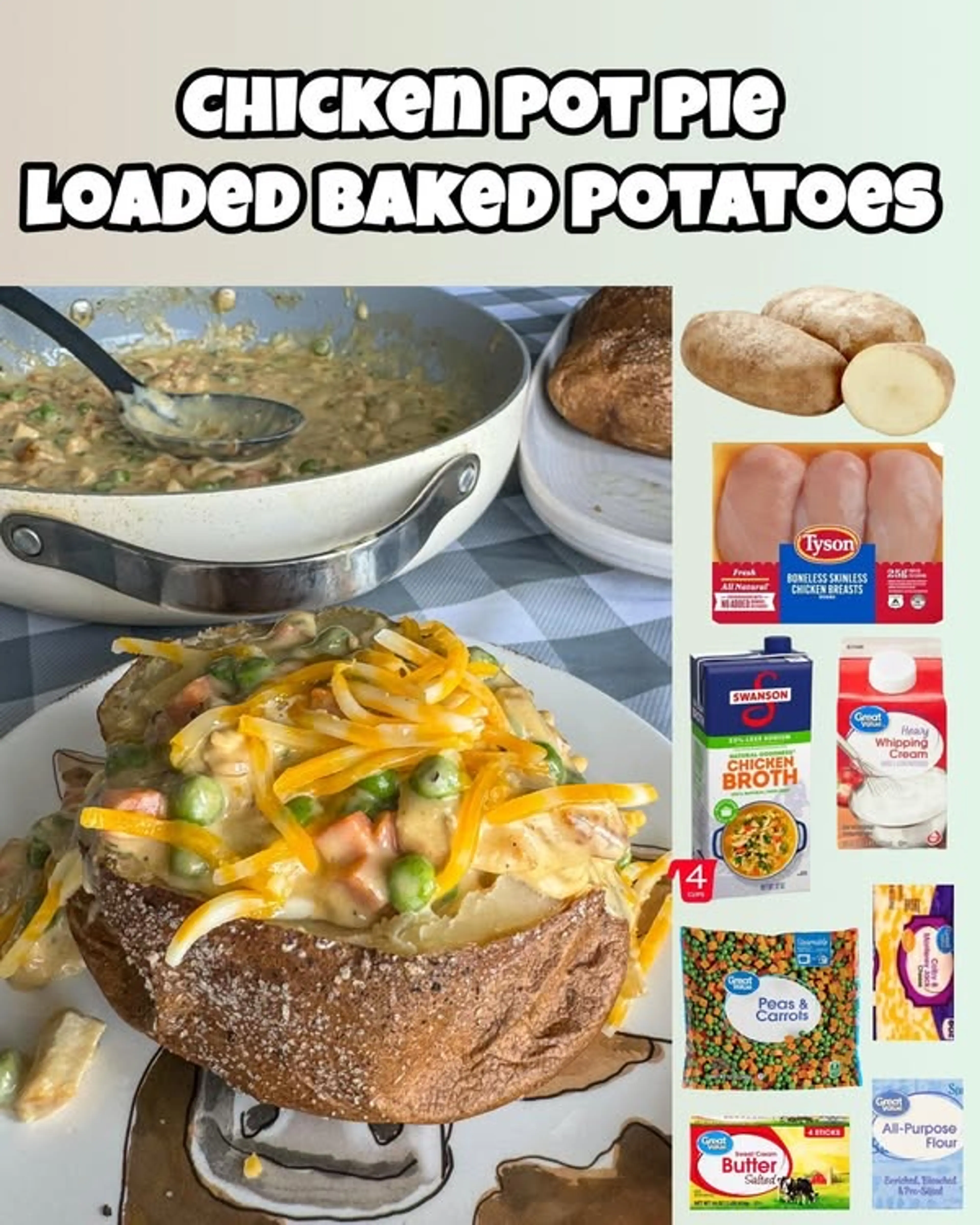 Chicken Pot Pie Loaded Baked Potatoes