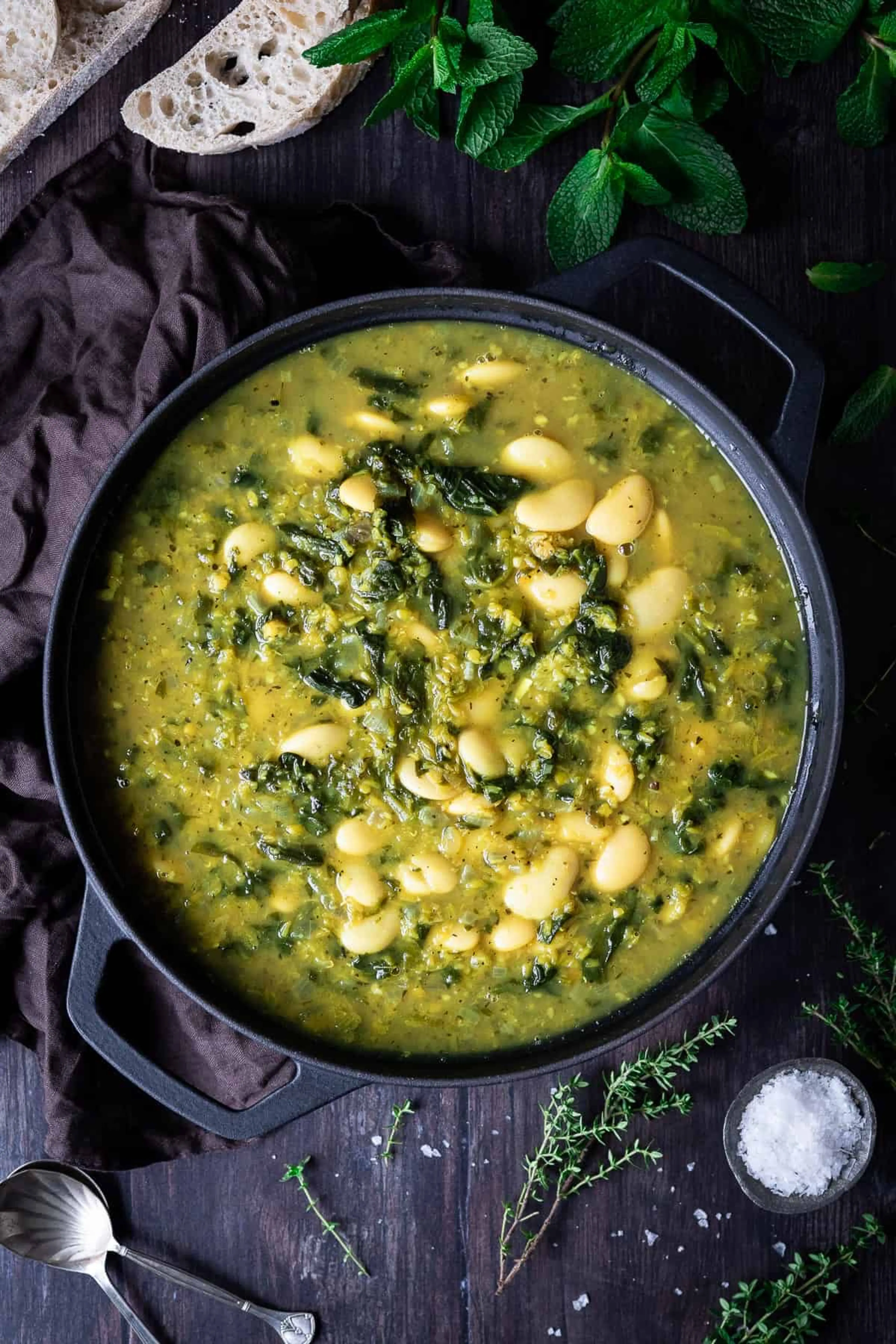 Spinach, Lentil and Butter Bean Soup