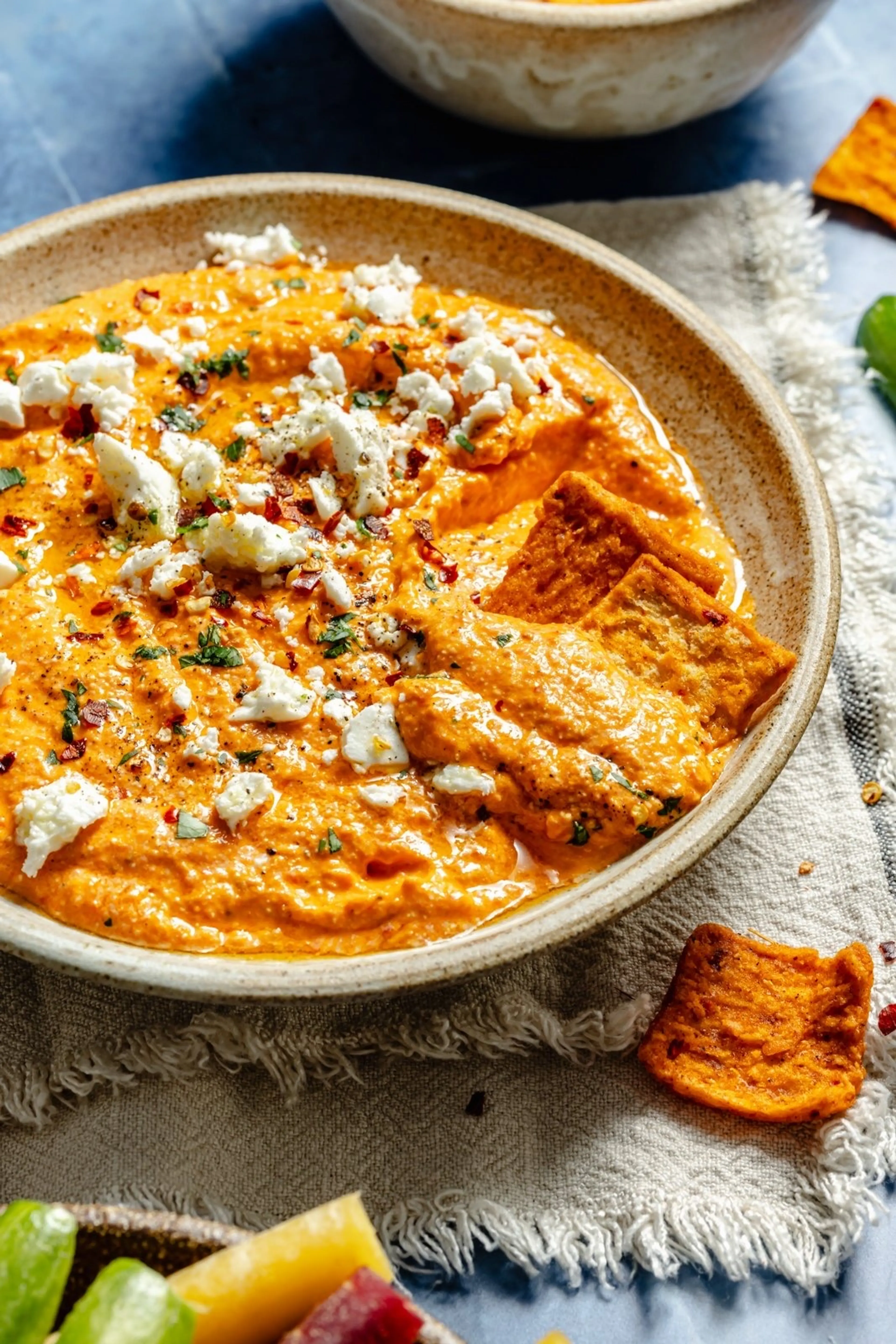 Spicy Roasted Red Pepper Feta Dip