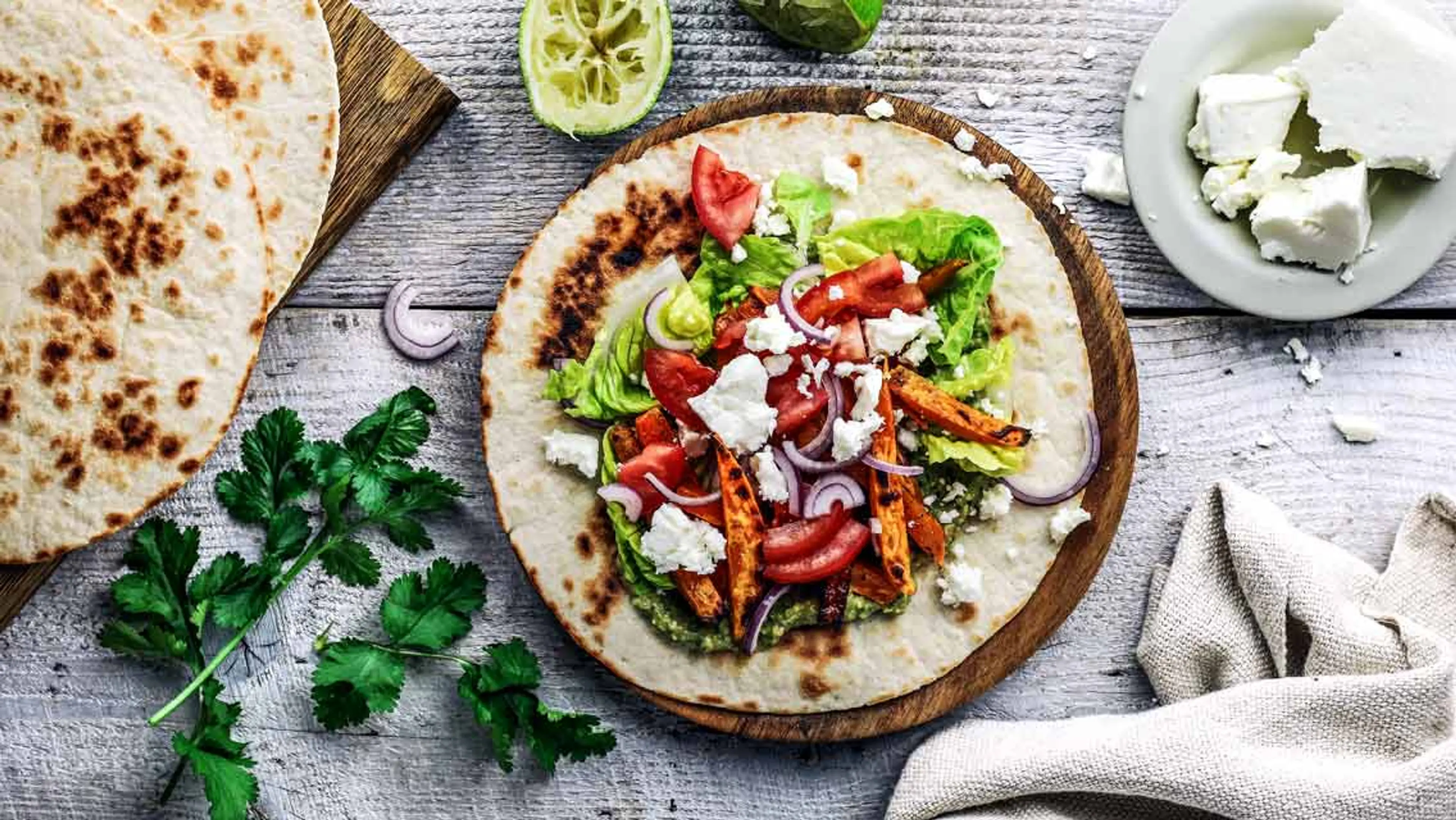 Süßkartoffel-Wraps mit Spicy Guacamole
