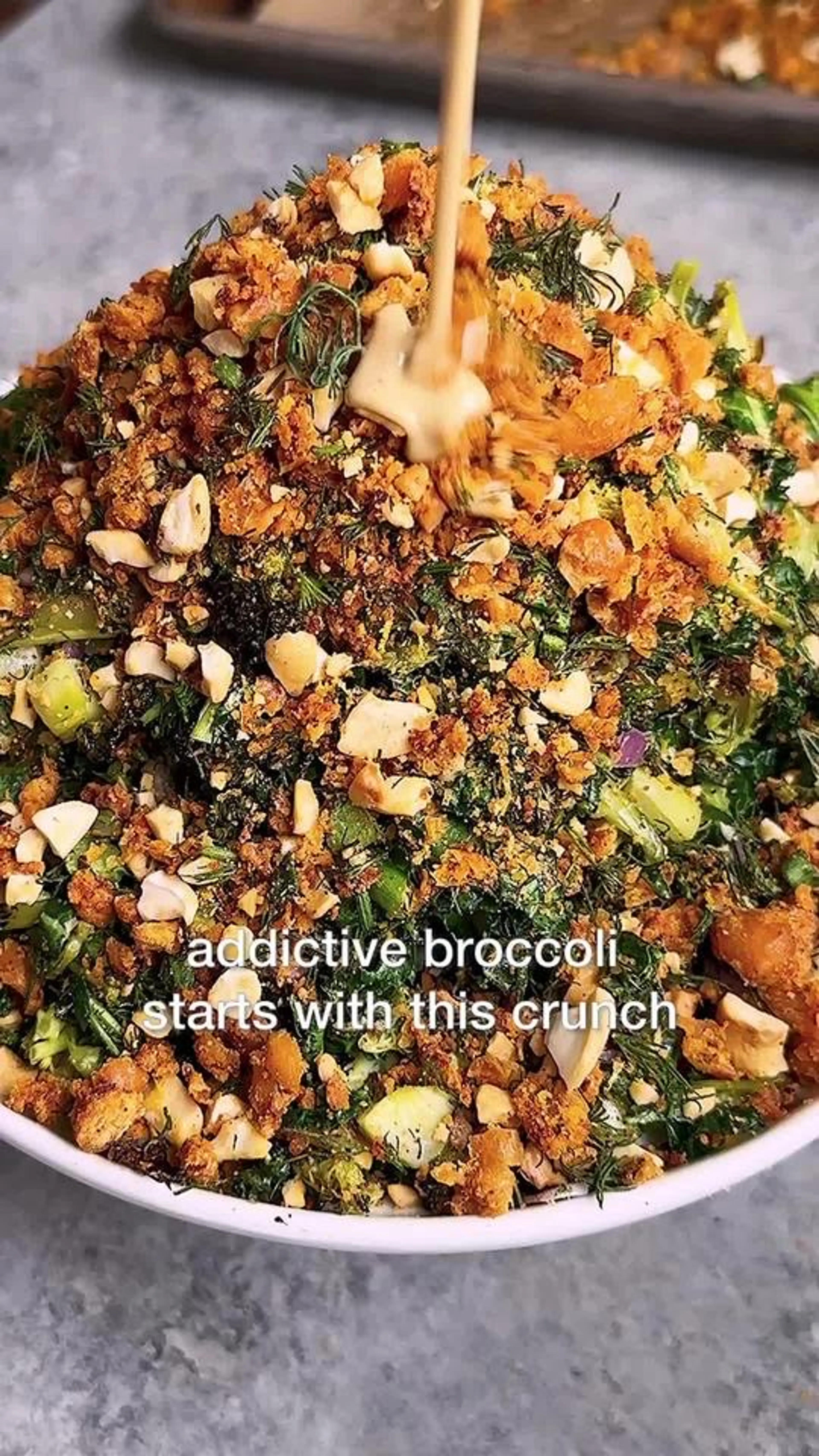 Roasted Broccoli Salad with Parmesan Chickpea Crunch & Lemon