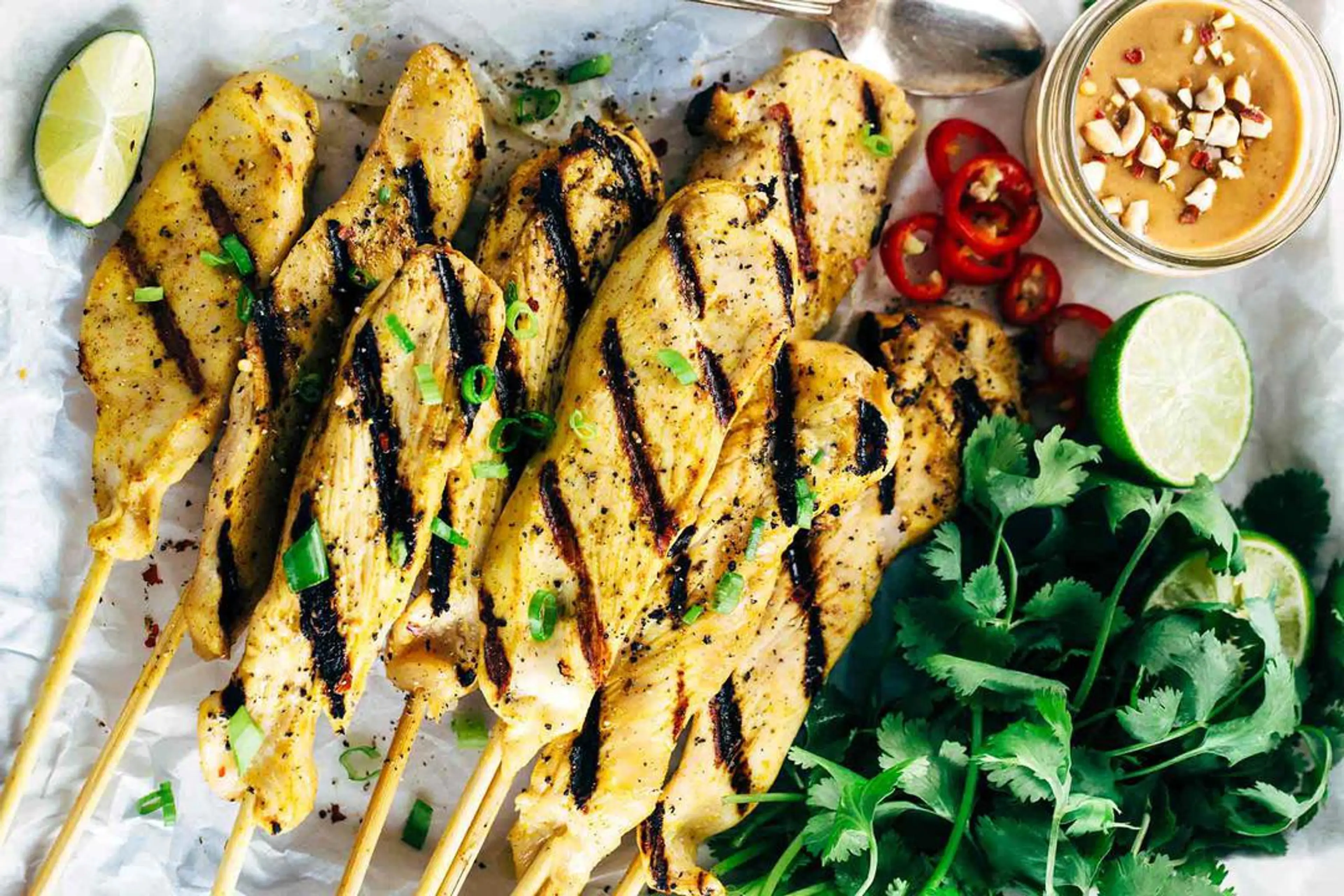 Coconut Curry Chicken Satay with Peanut Sauce