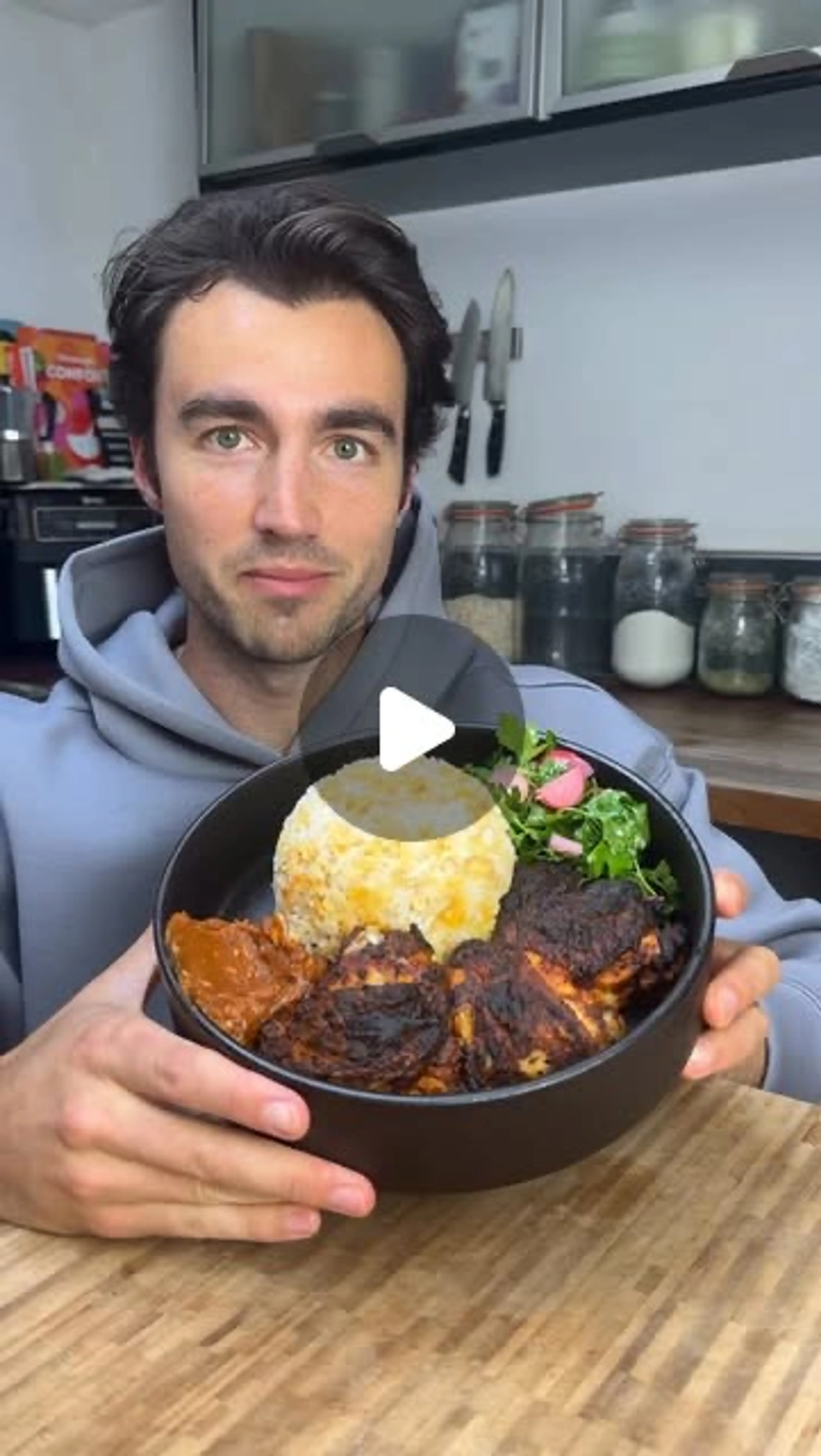 Spiced Airfryer Chicken, Coconut Lentil Rice with a Herby Pi