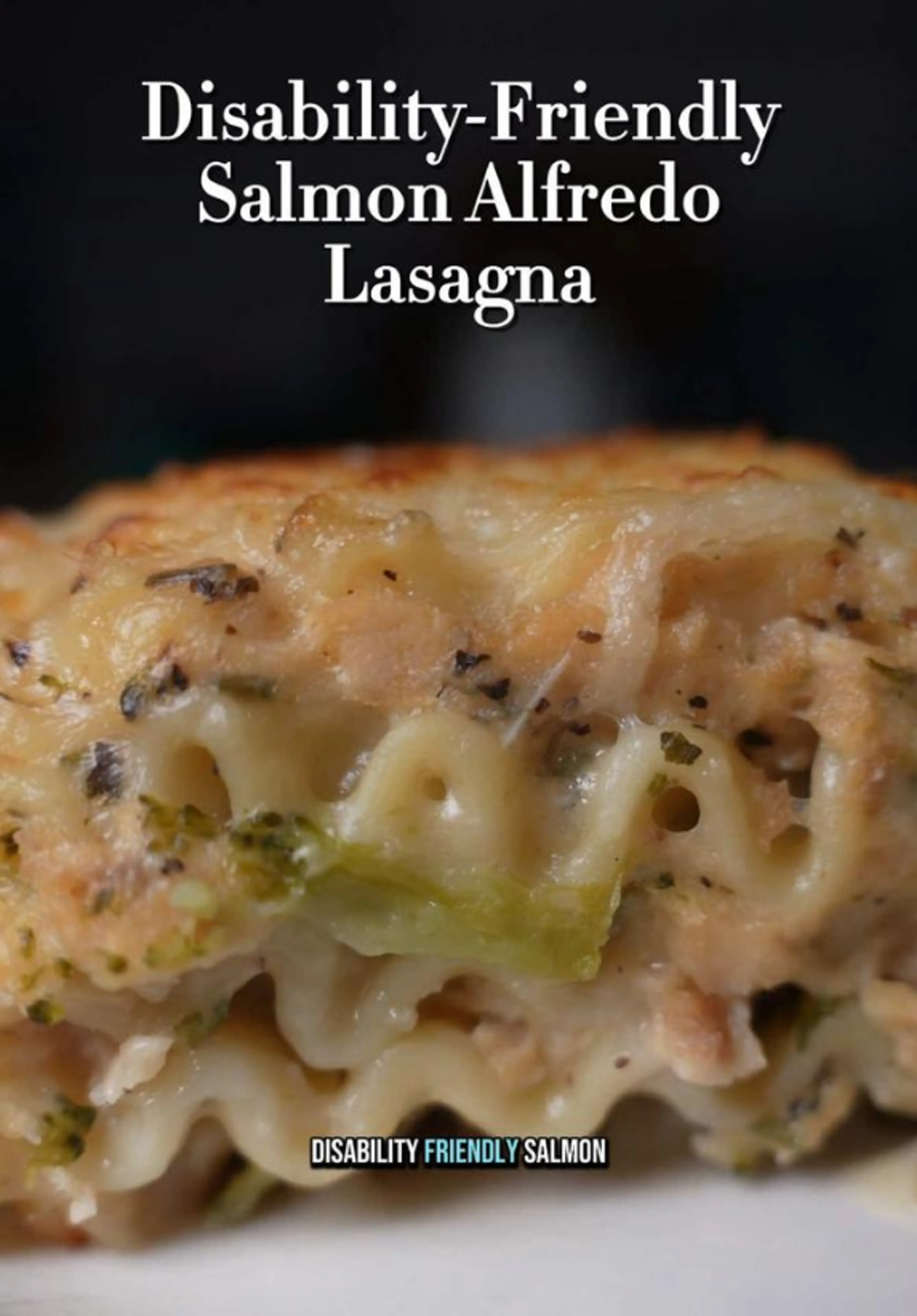 Disability-friendly Salmon Alfredo Lasagna