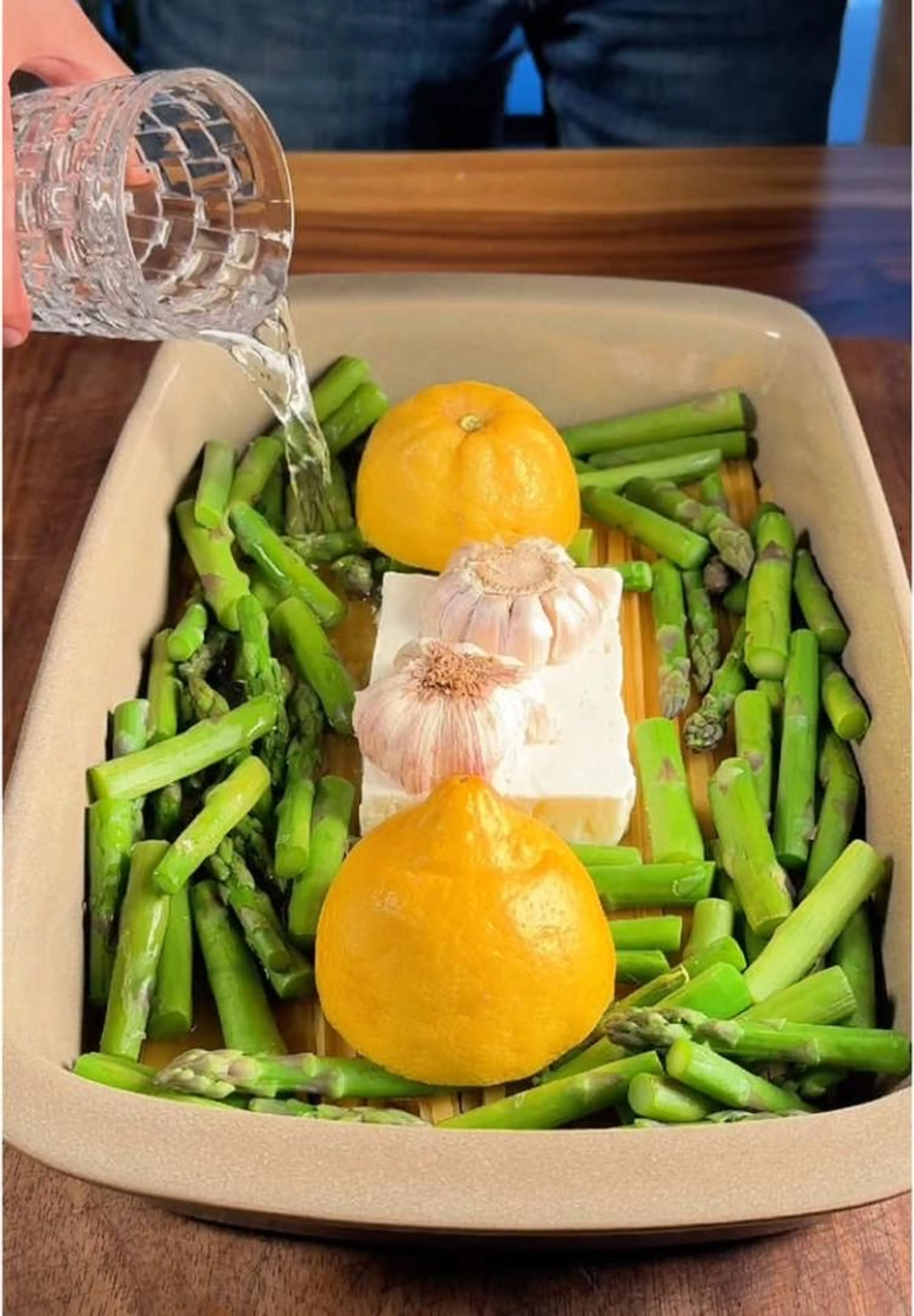 Baked Lemon Fettuccine with Asparagus and Feta