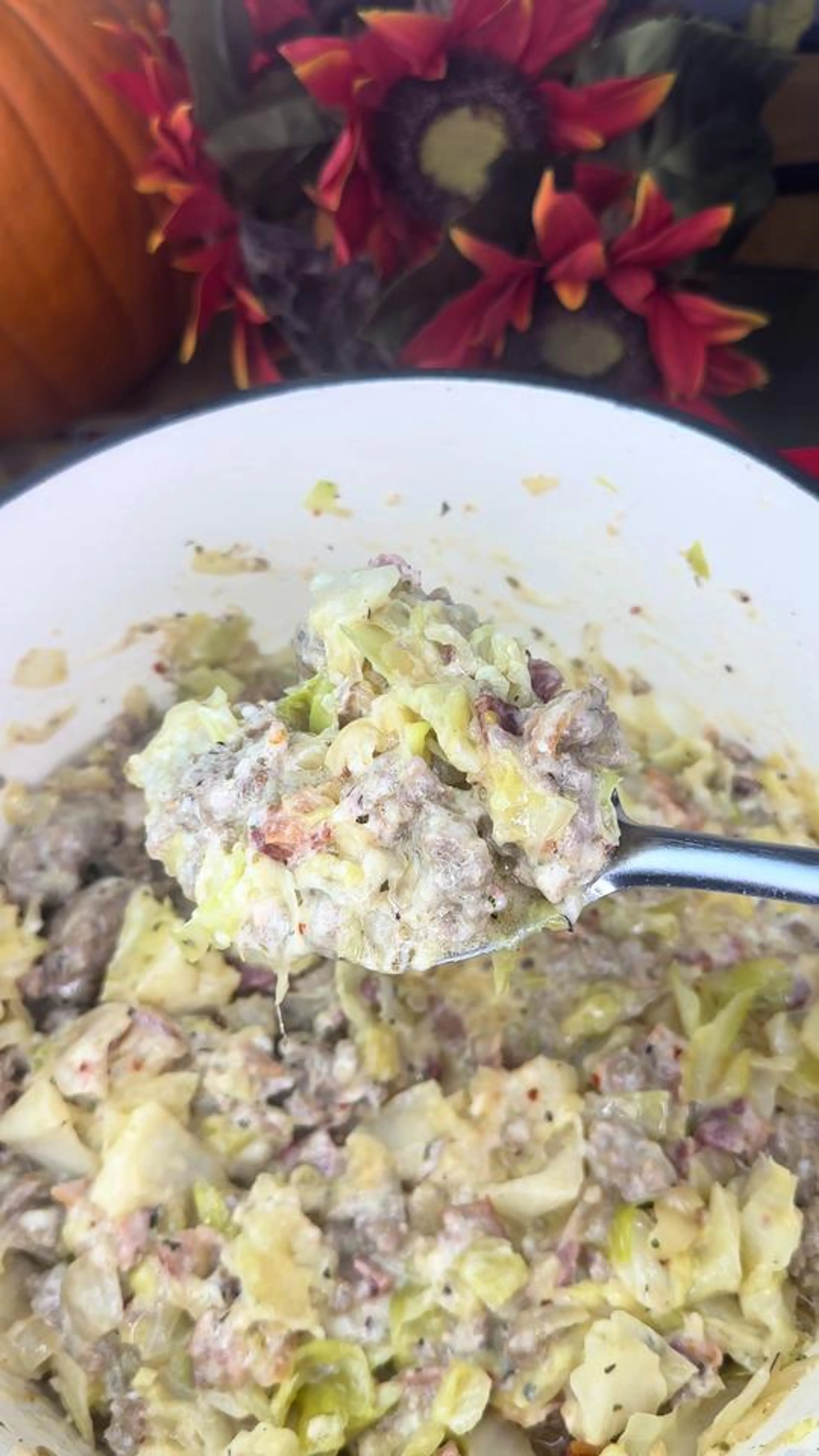 Cheesy Cabbage with Bacon & Italian Sausage
