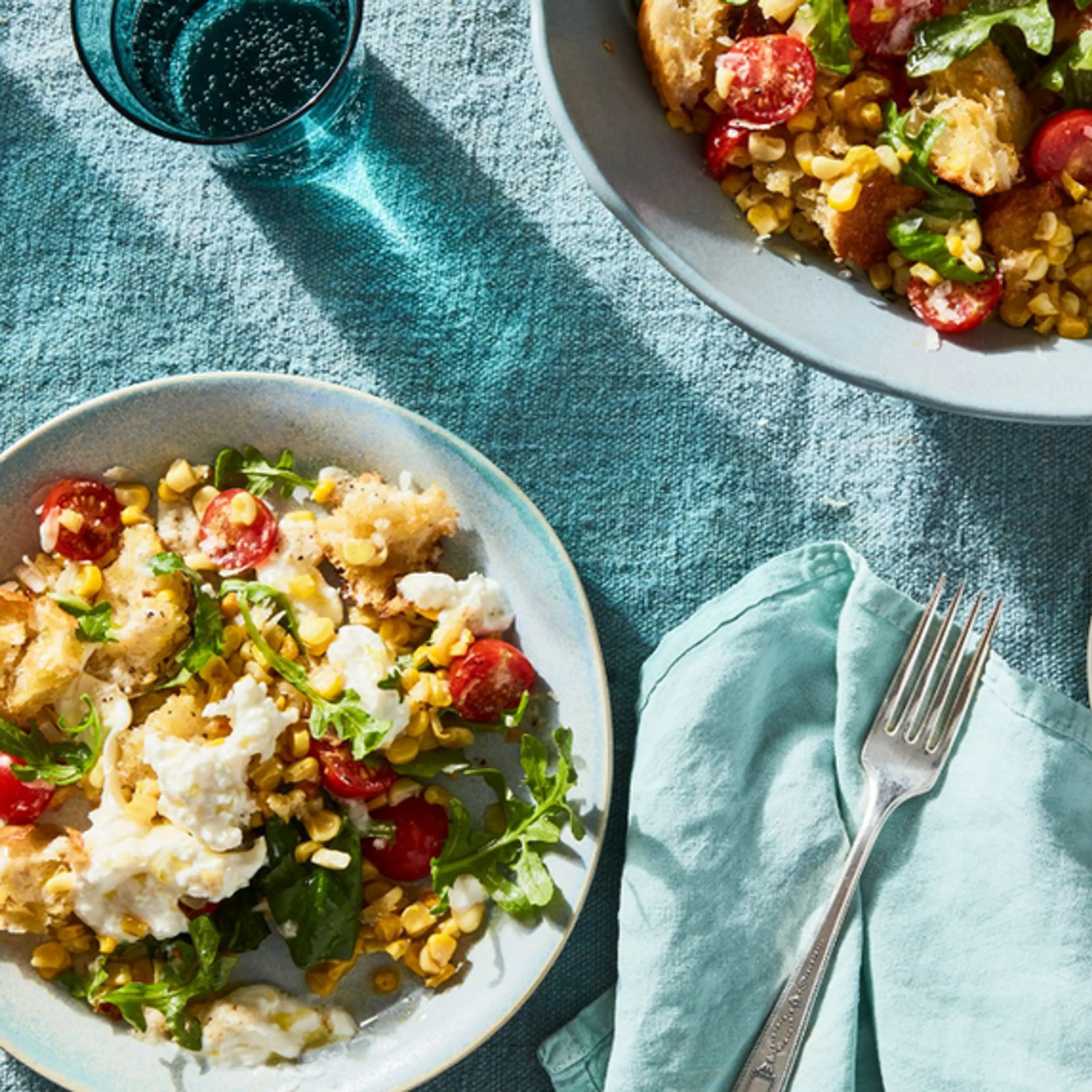Cacio e Pepe Panzanella With Corn & Burrata