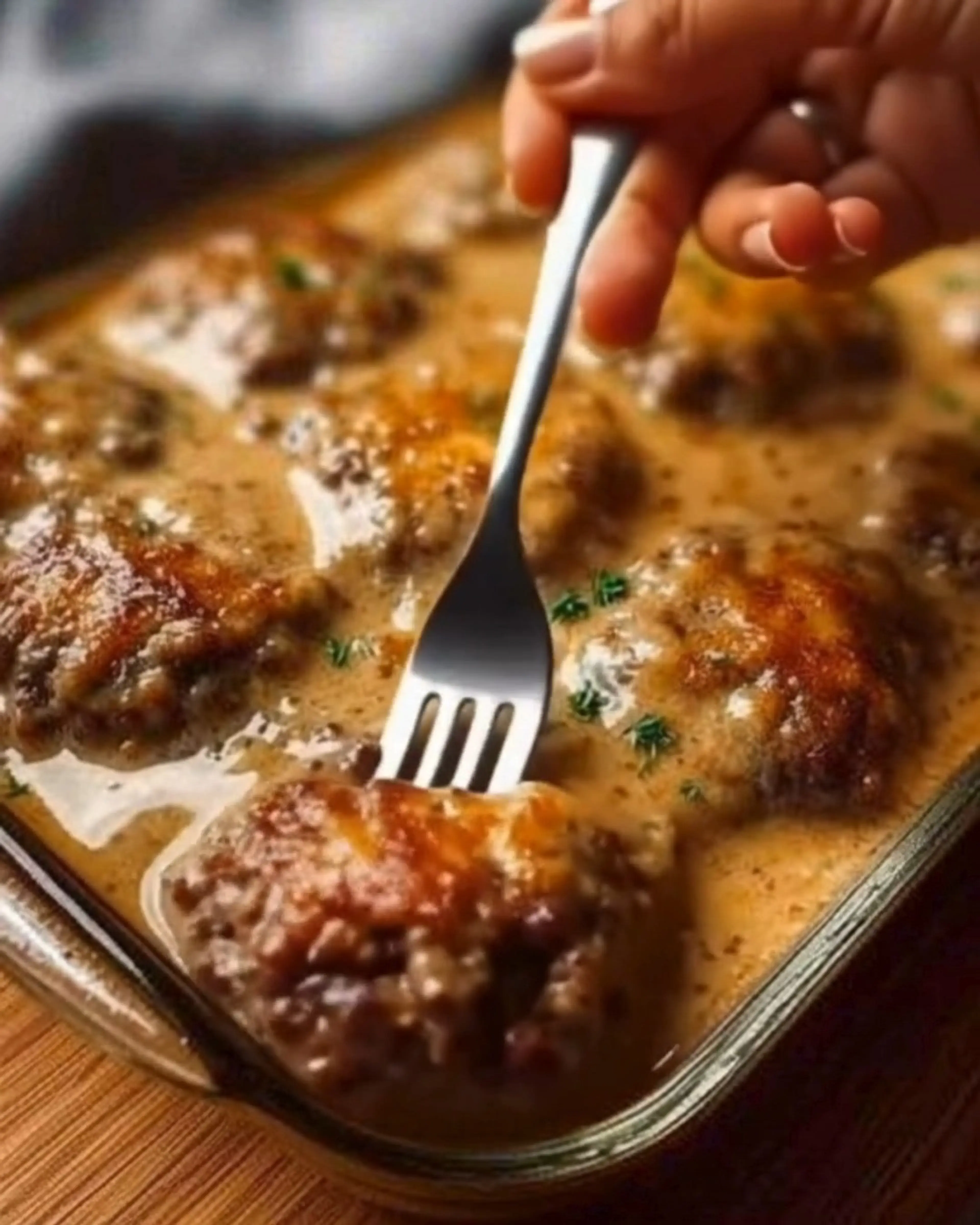 Creamy Baked Salisbury Meatballs