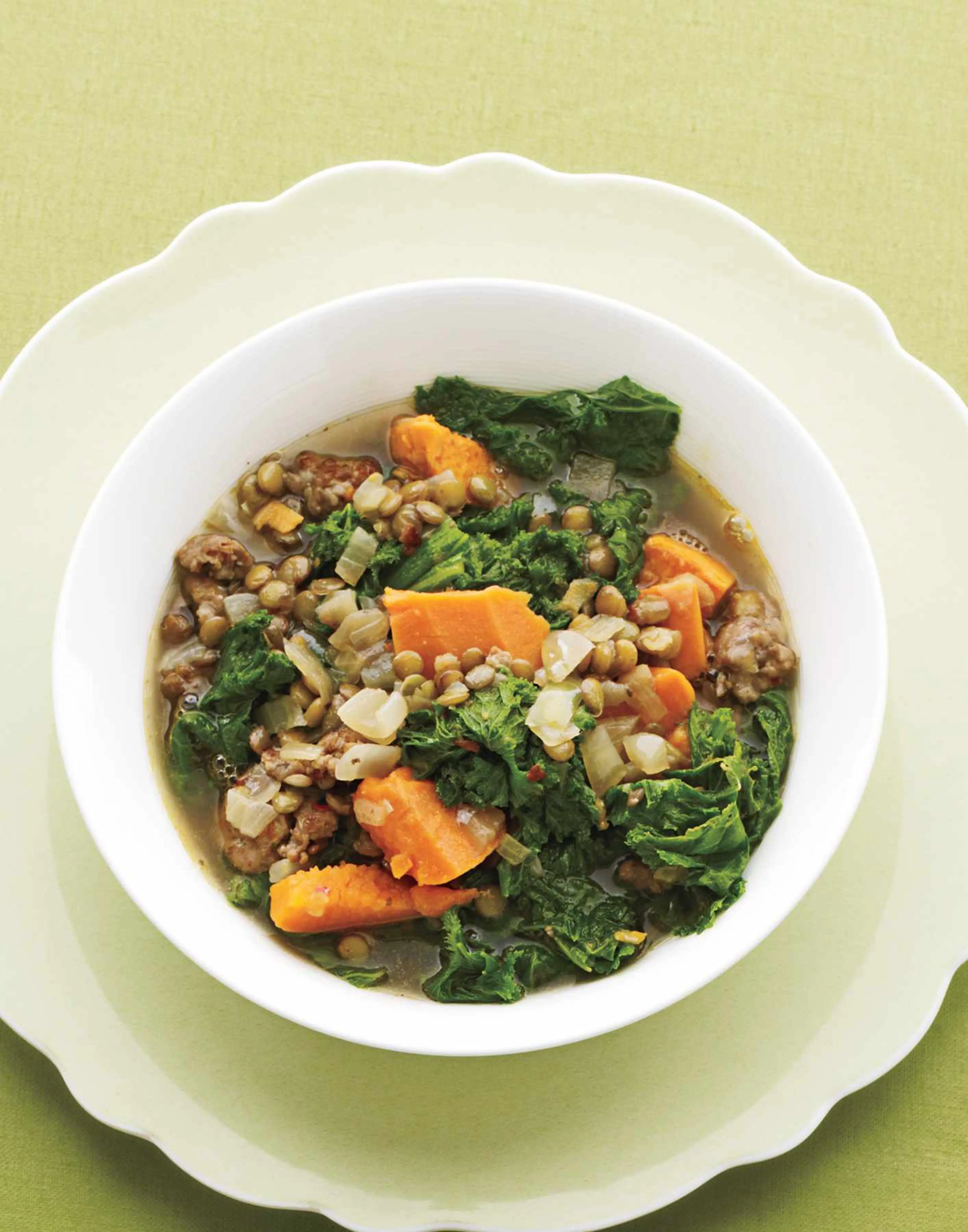 Lentil Stew With Mustard Greens and Sausage
