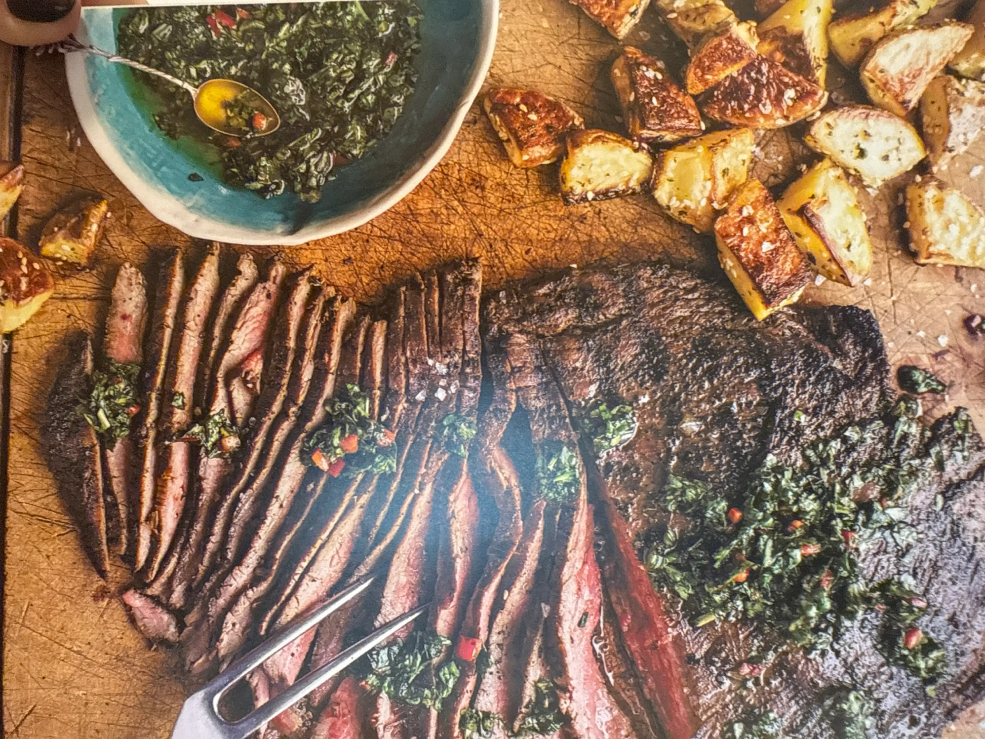 Soy-Marinated Flank Steak with Sesame-Herb Roasted Potatoes