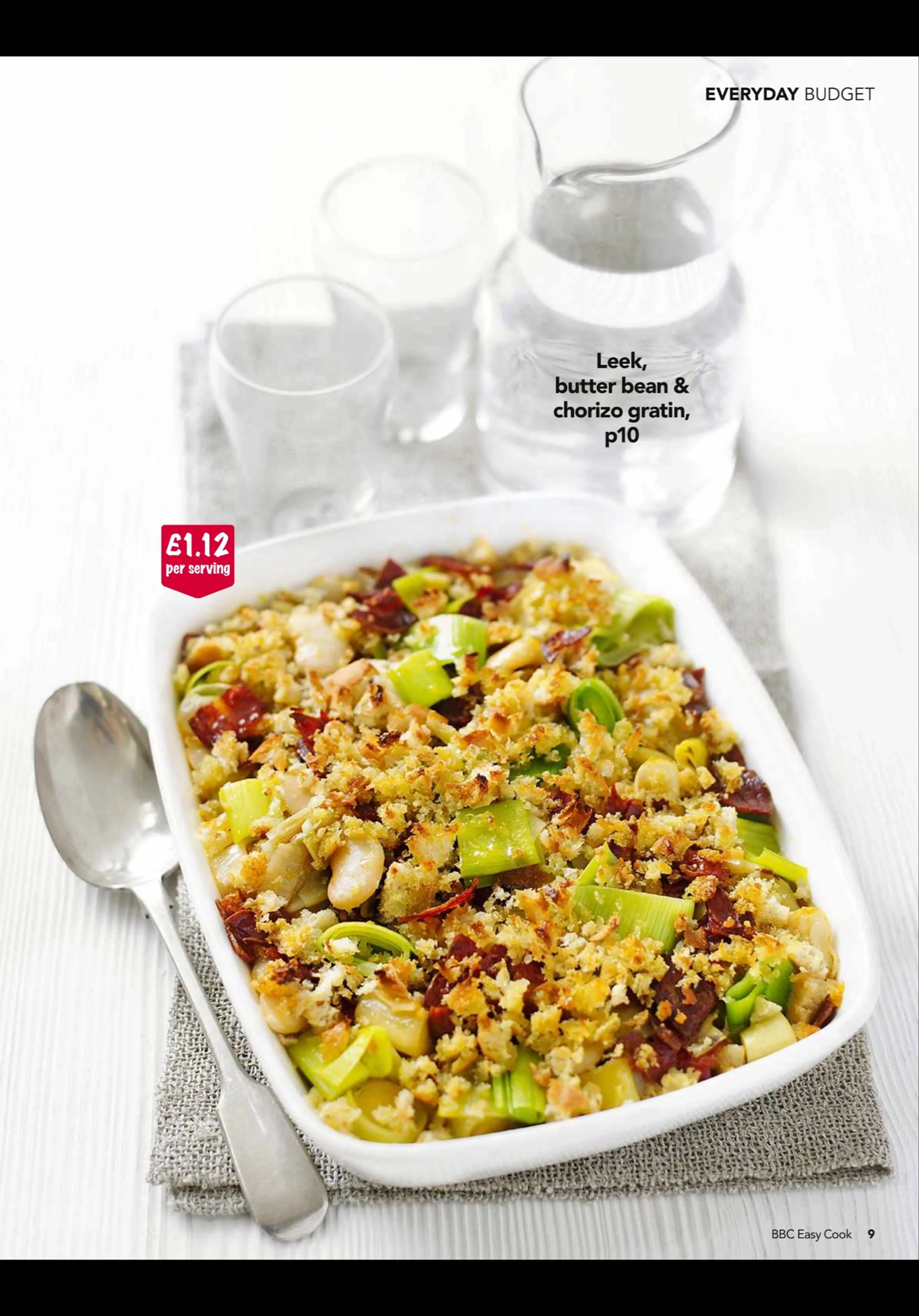 Leek, butter bean & chorizo gratin