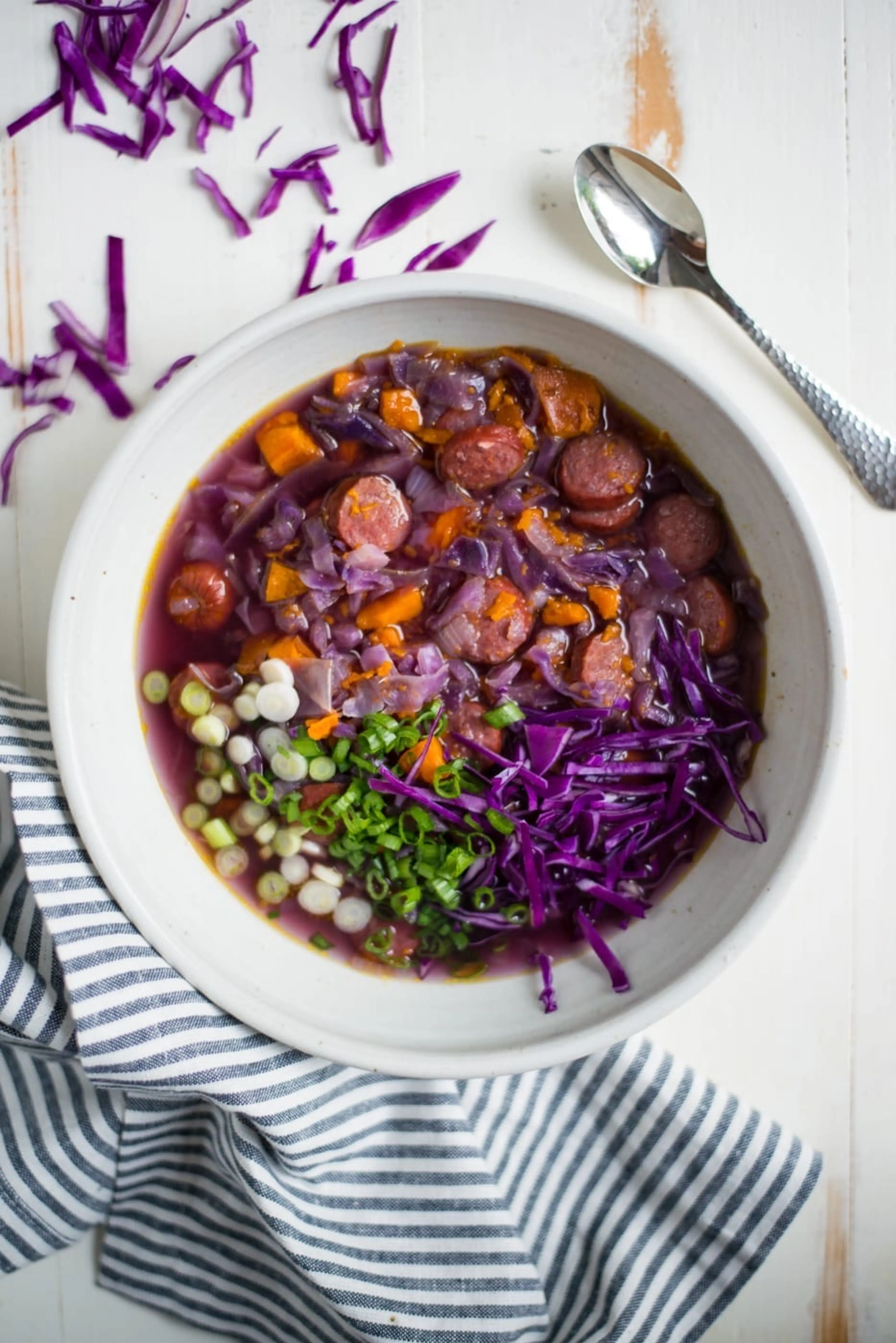 Sausage, Cabbage & Sweet Potato Stew (Instant Pot, Crockpot,