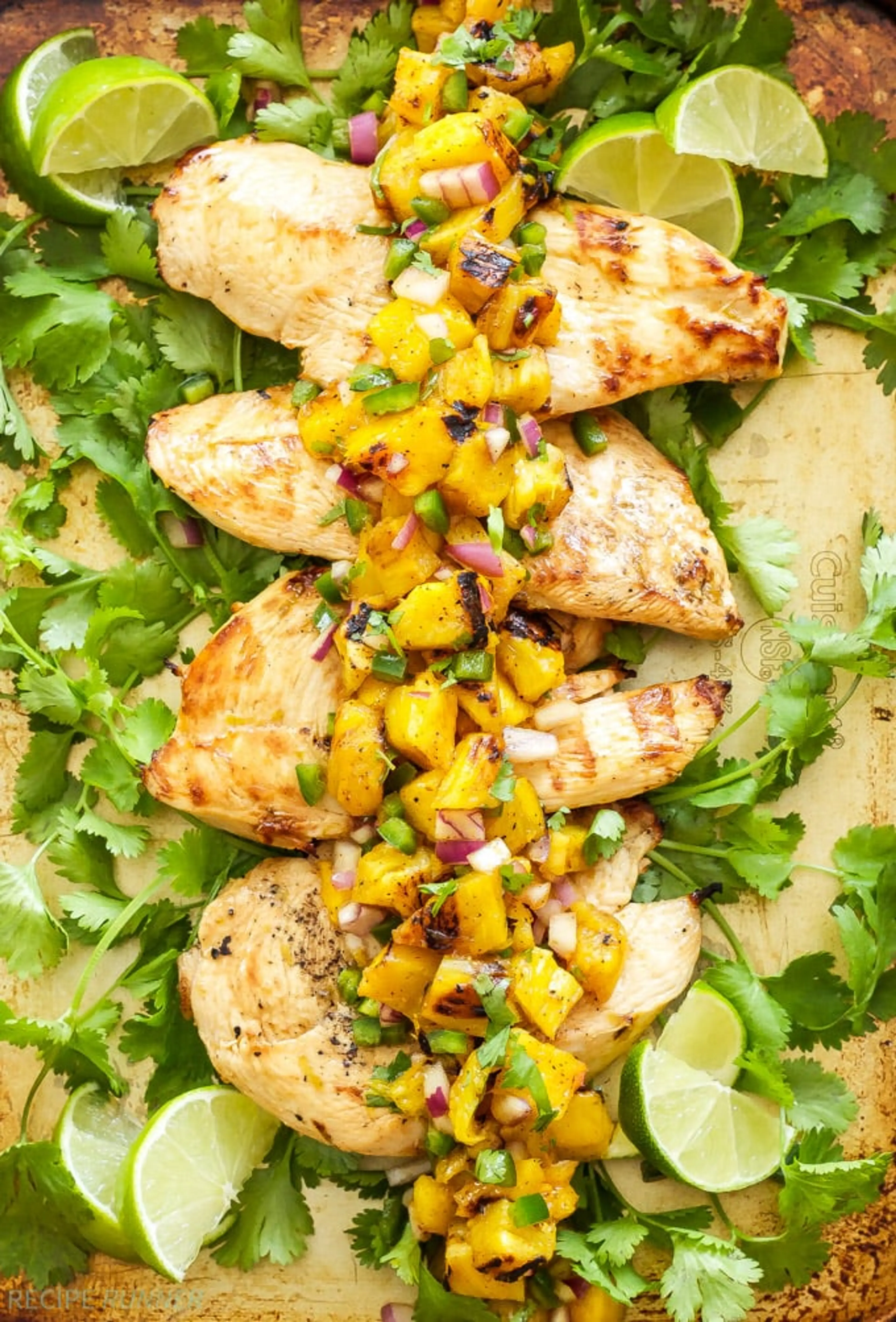 Tequila Lime Chicken with Grilled Pineapple Mango Salsa