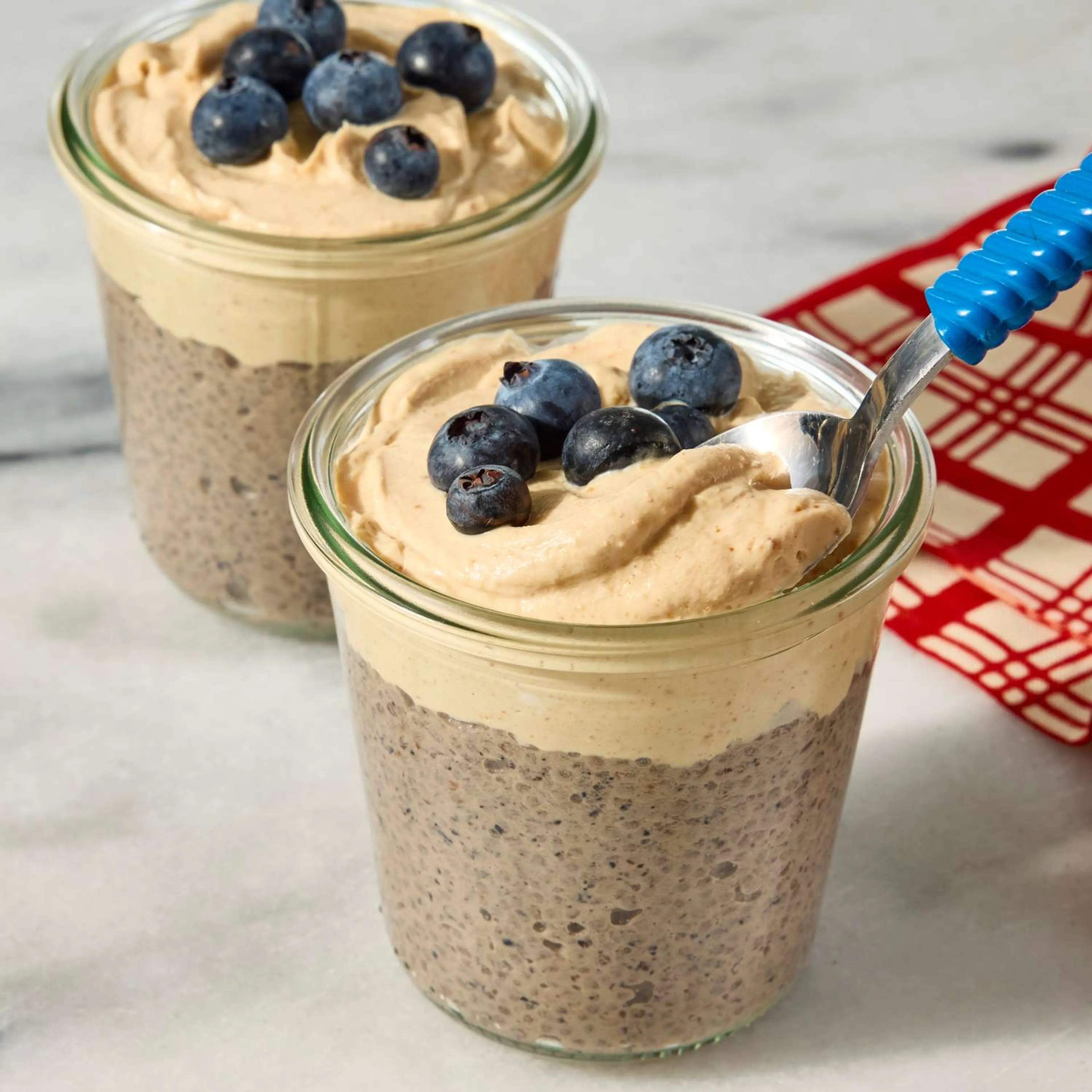 High-Protein Blueberry & Peanut Butter Chia Pudding